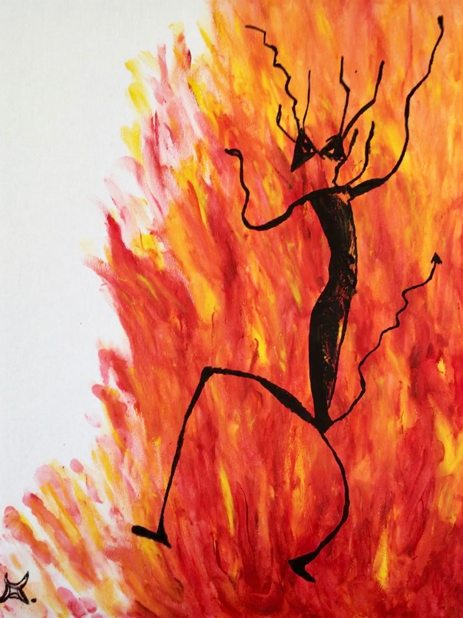 Feuerteufel, 40cm x 50cm, Mixed Media