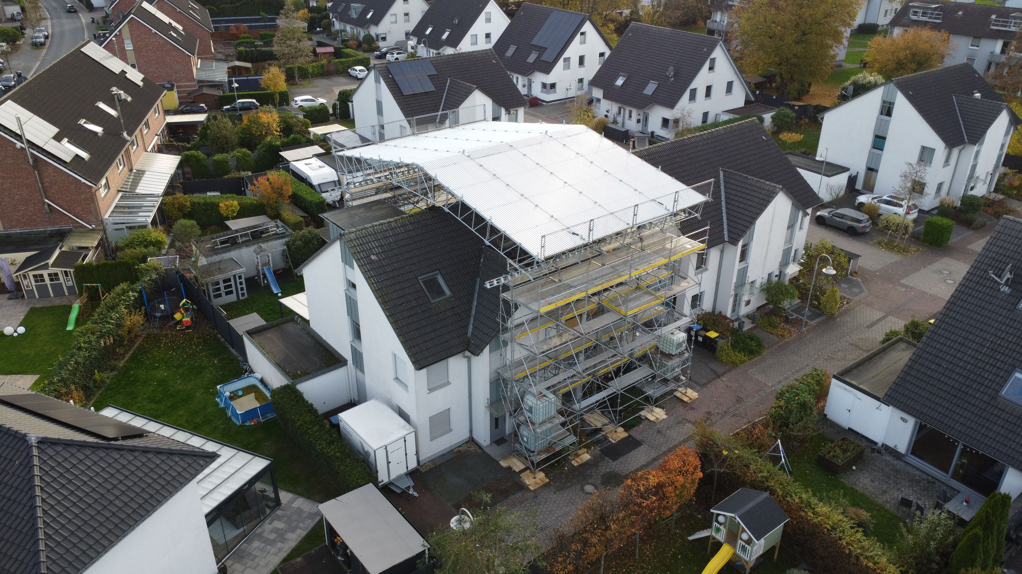 Kederdach als temporäre Überdachung während der Bauarbeiten