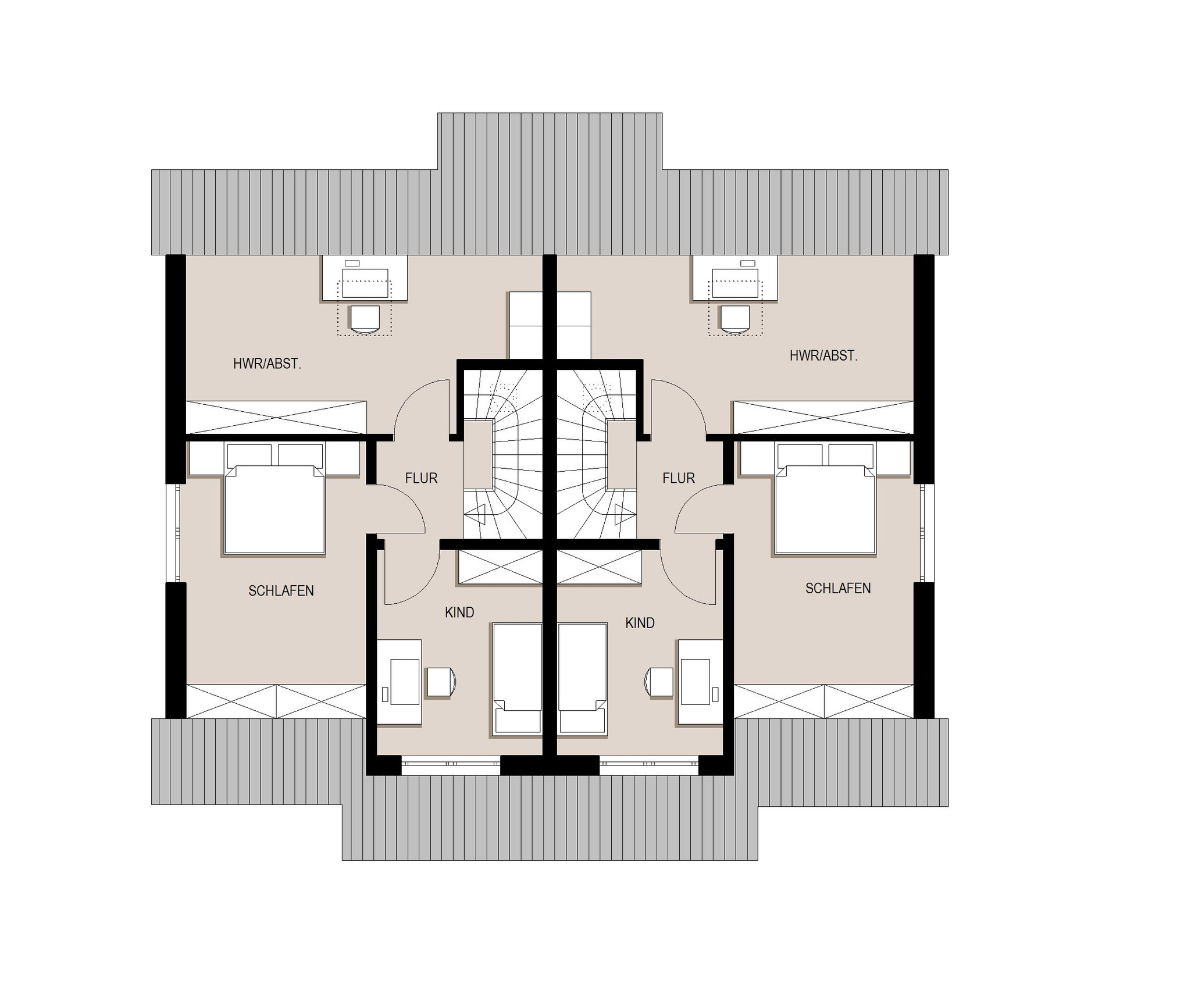 Dachgeschoss Haushälfte 2.1 und 2.2