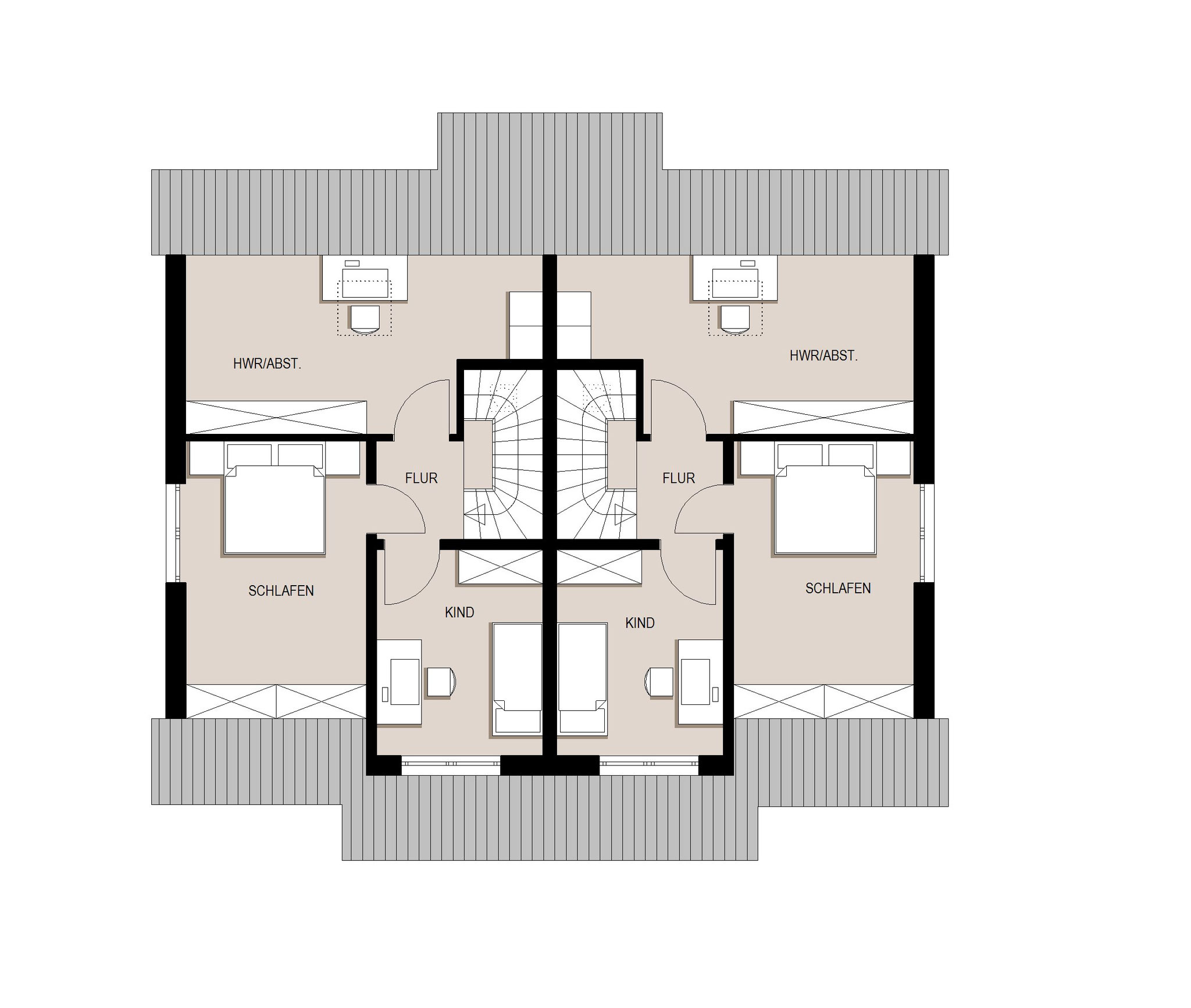Dachgeschoss Haushälfte 2.1 und 2.2