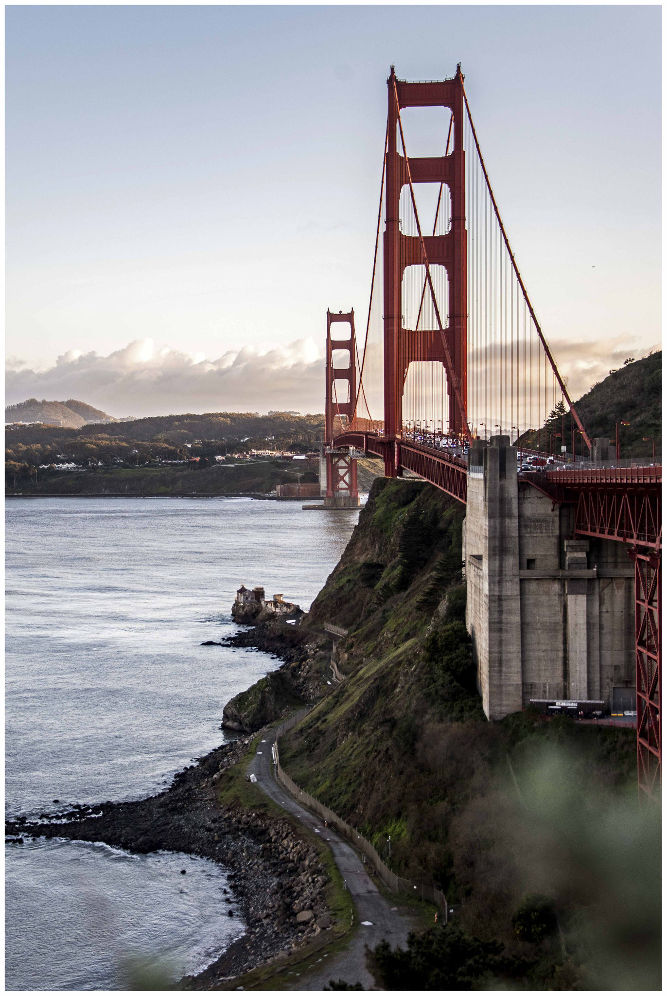 Golden Gate Bridge aus Sicht vom "Moore Rd Pier" 