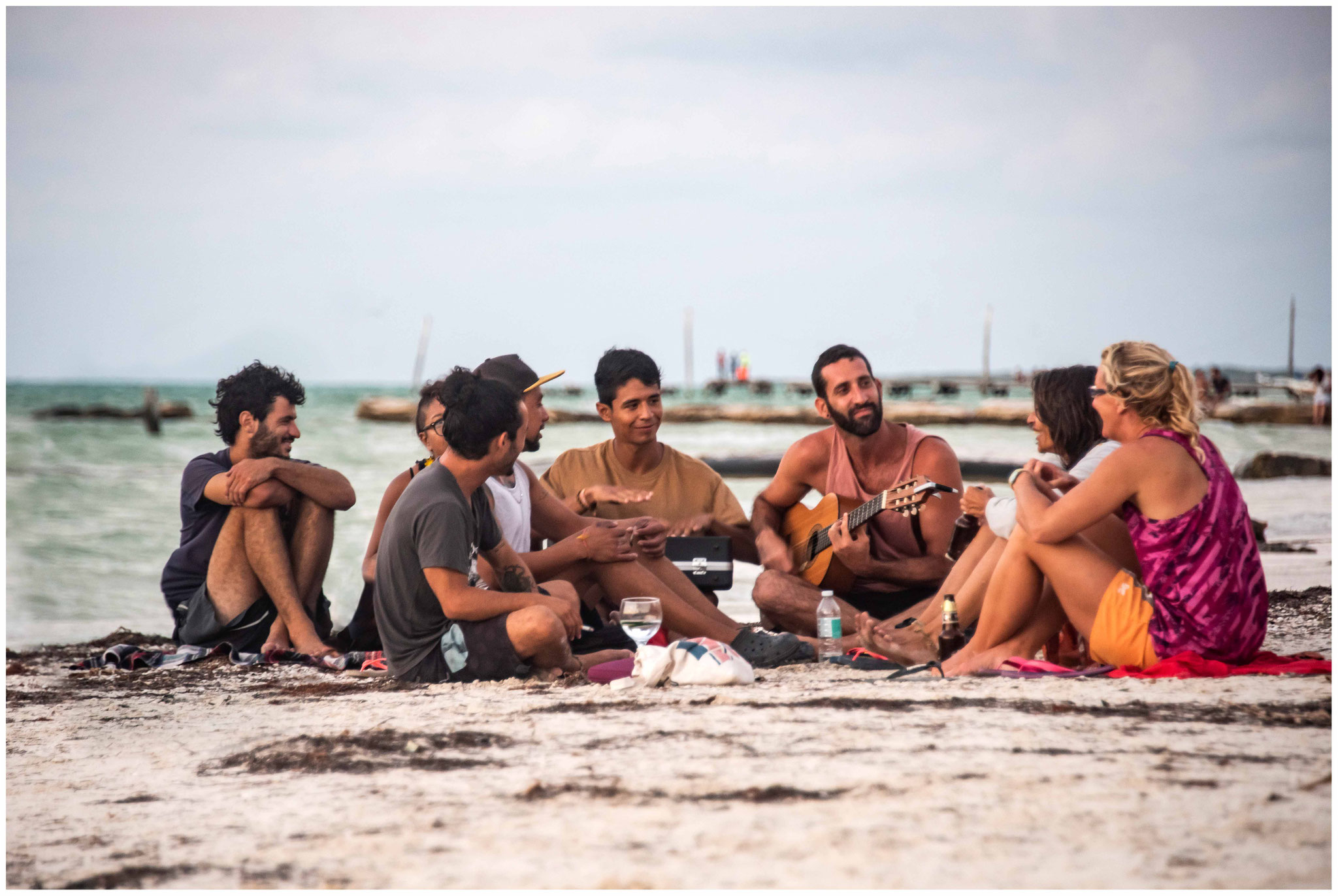 Gruppe am Strand auf Holbox