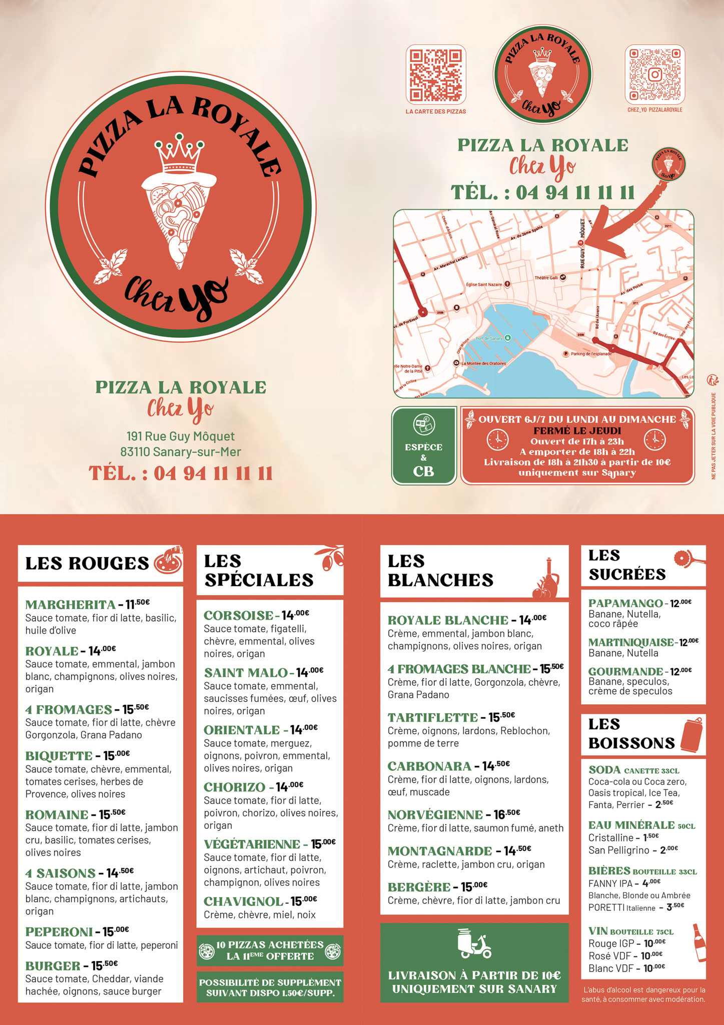 Flyer Pizza la Royale chez Yo - Sanary