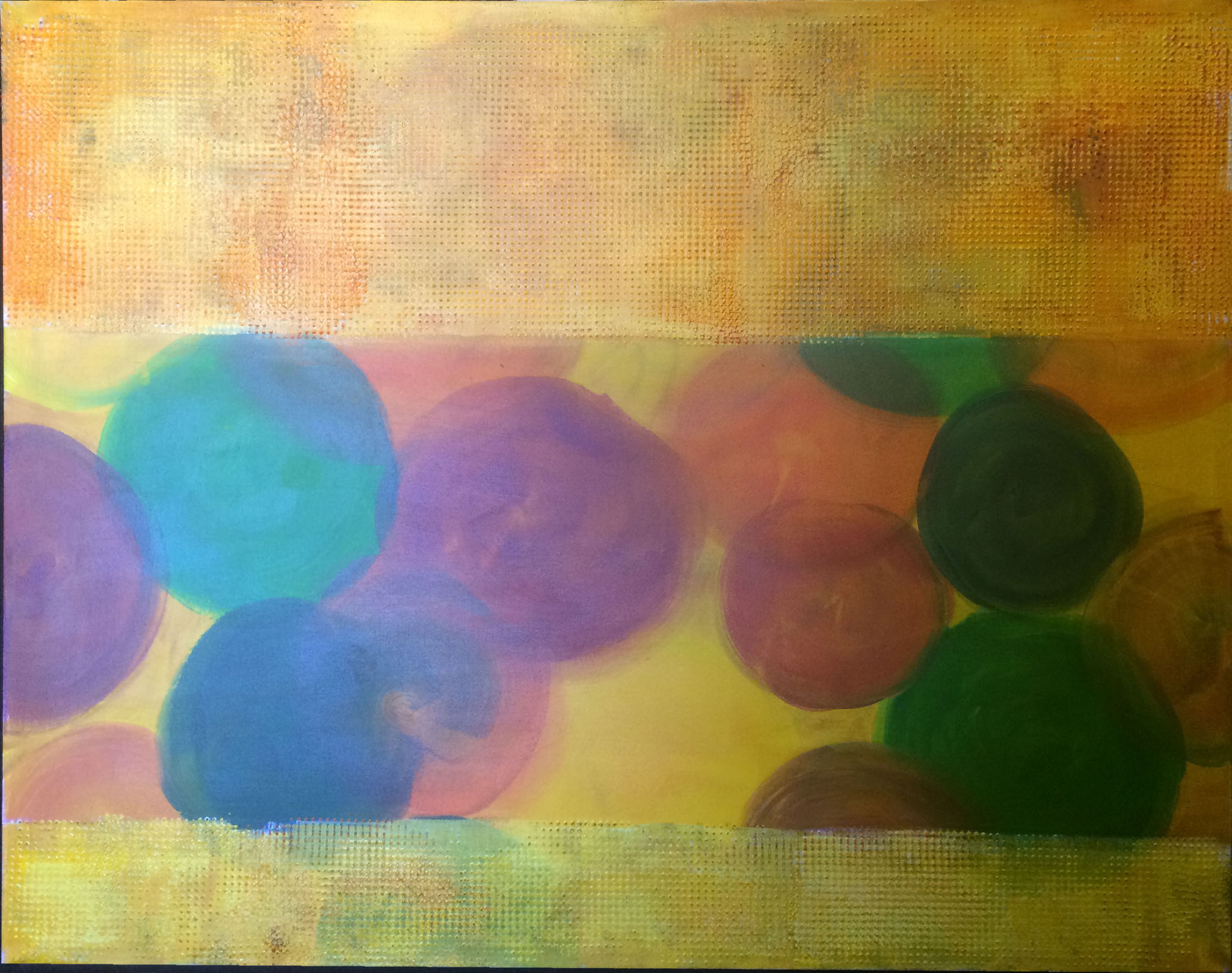 Perlen unter Raster  ...   Acryl und Tusche auf Leinwand  ...   100 x 80 cm
