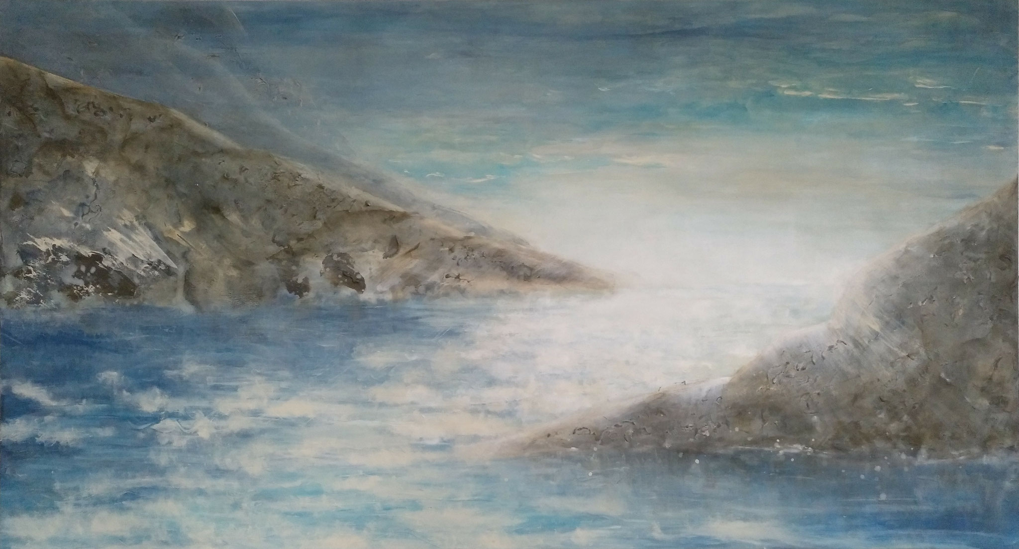 Wolken, Licht und Meer - 76 x 140 - Acryl auf Leinwand - Auftragswerk, verkauft