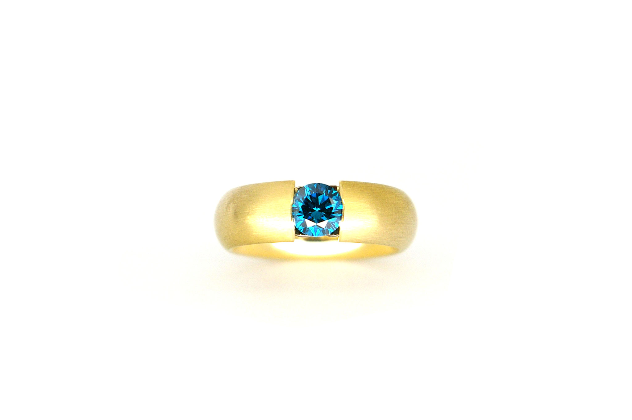 Ring 750/ooo Gold, 0,8 ct Ocean Blue Brillant