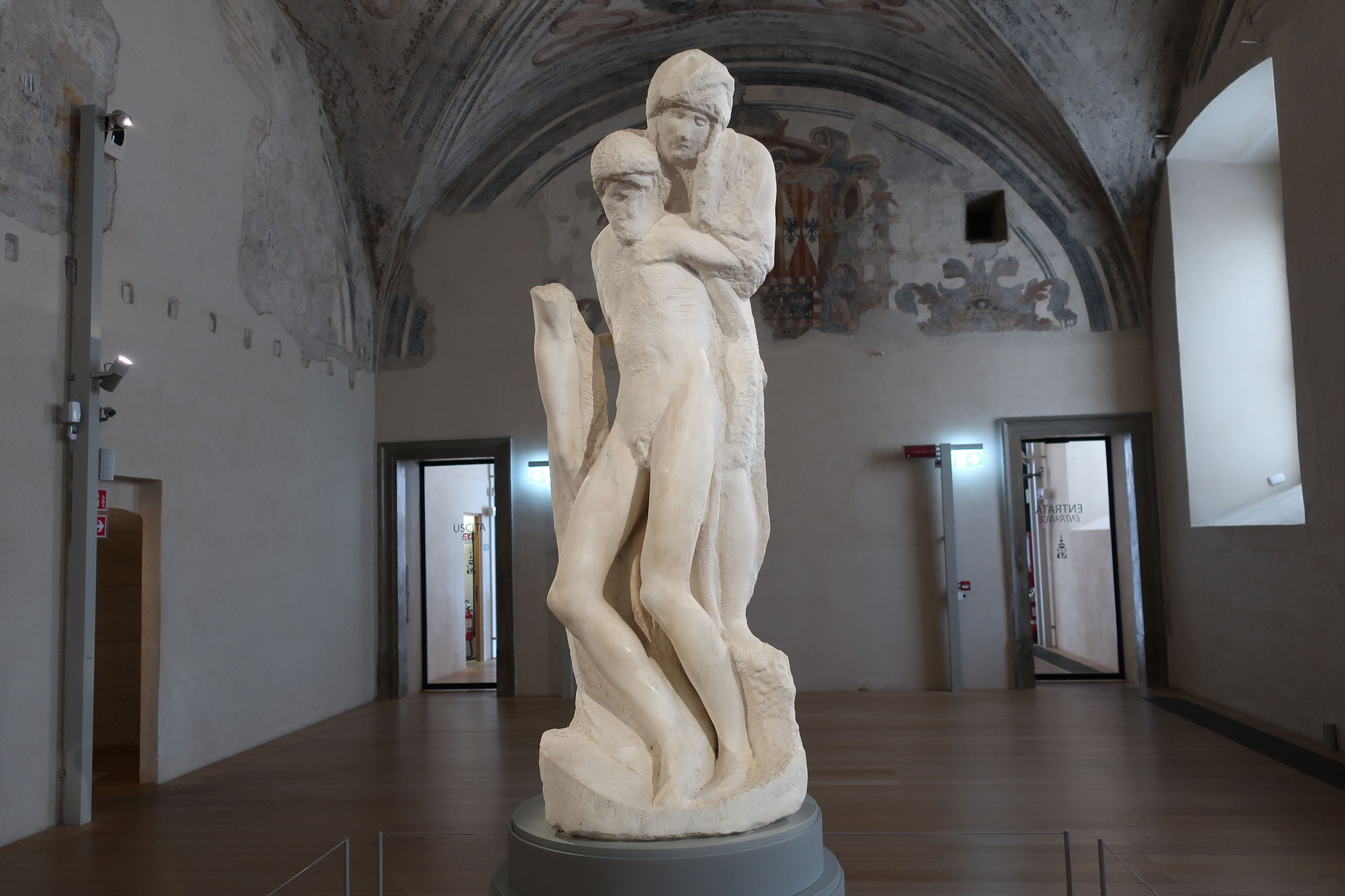 ロンダニーニのピエタ。ミケランジェロの彫った４つのピエタ（嘆きの聖母）像の中で最後の作品。未完成。