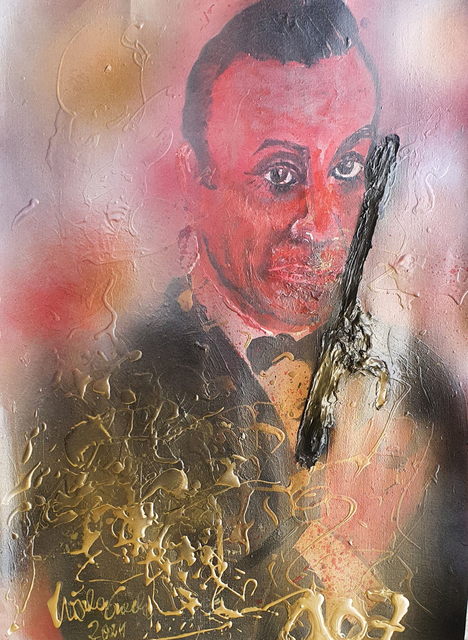 James Bond - 007 alias Sean Connery - (Acryl/Mixed Media on paper>) 56 X 42 X 0,02 cm