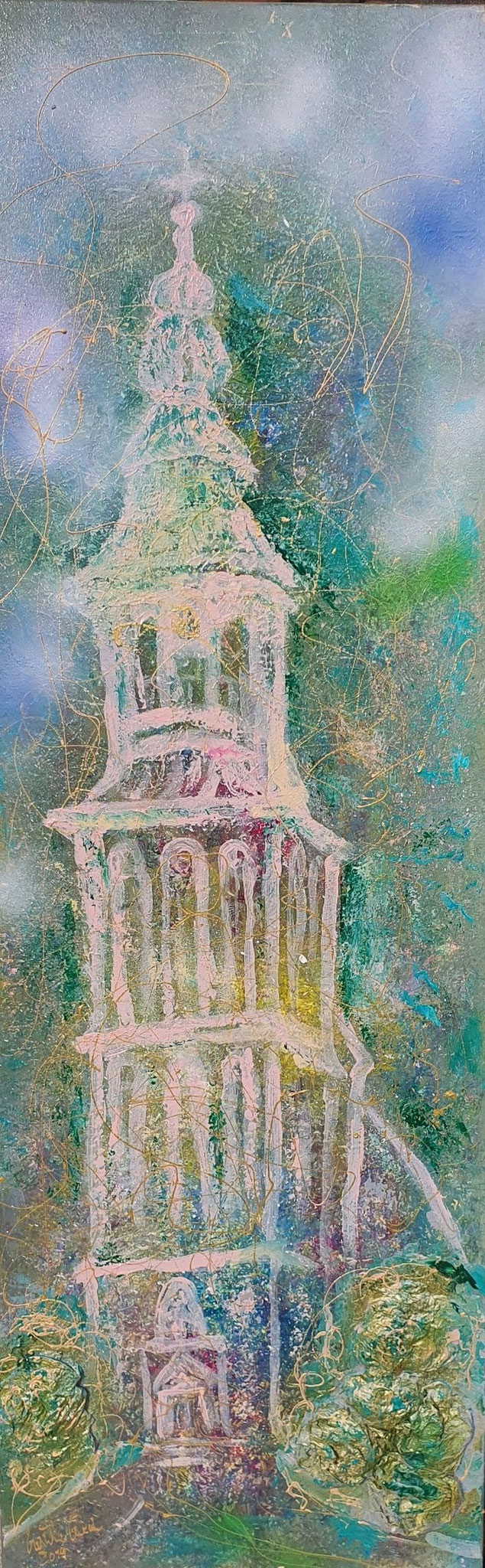old Market-church in Nordhorn (Acryl/mixed Media on Canvas 40 X 1,5 X 1,20 cm)
