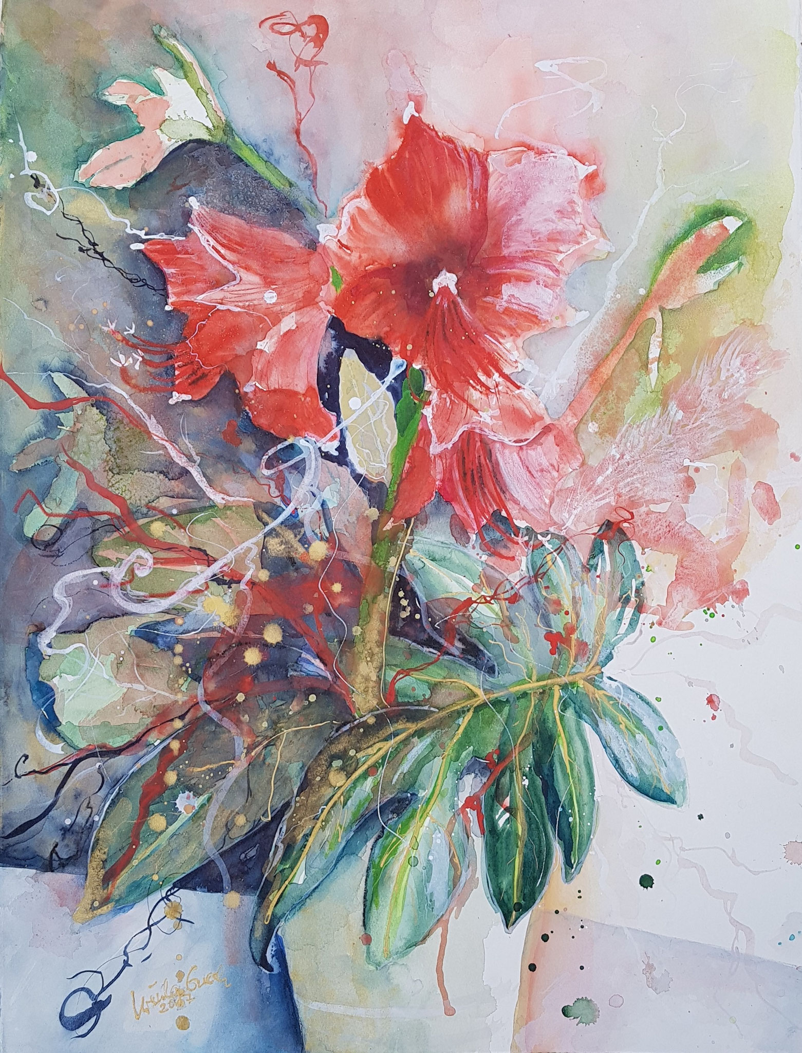  Welcome for you!!! (Watercolorpainting)  Painting  56 W x 76 H x 0.3 cm