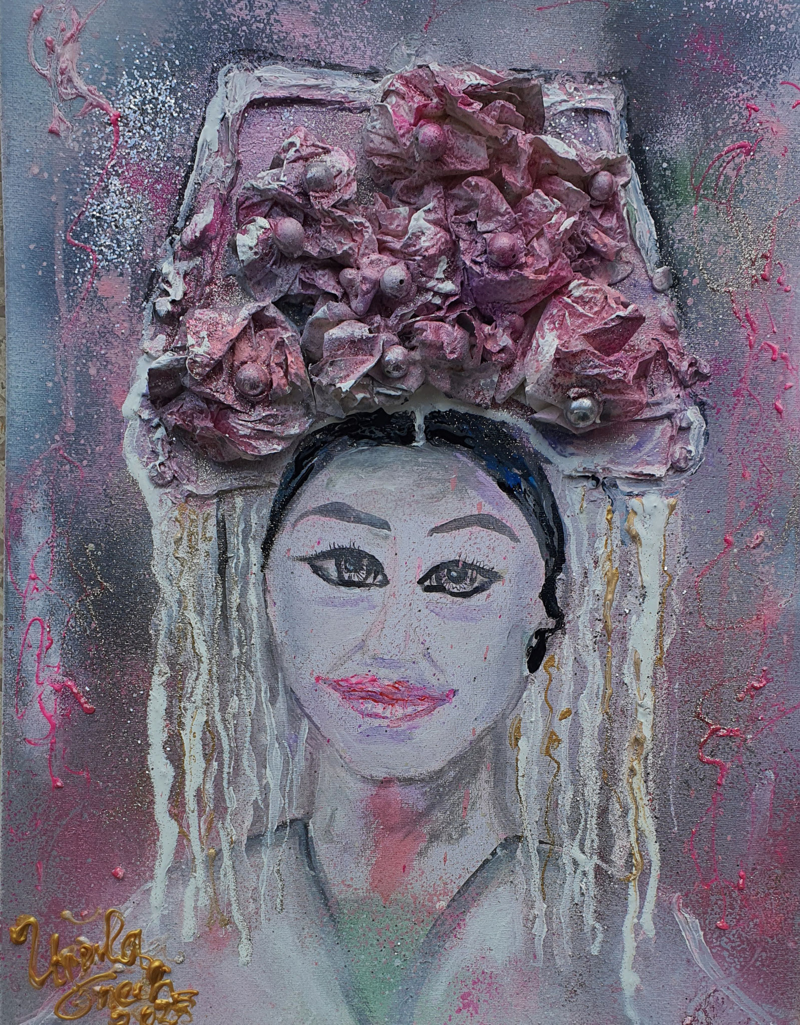 Emily in cannes (Acrylick/Mixed Media on Canvas 40 X 50 X 1,5 cm)