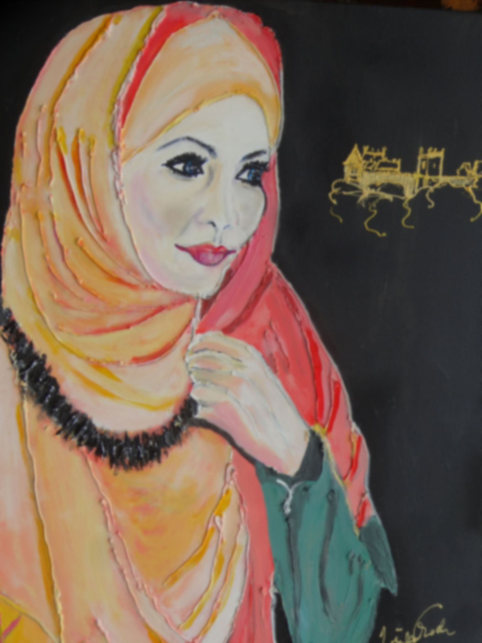 Muslimin in der Grafschaft Bentheim     (Technik: Acryl     Leinwand: 80 X 60 cm)