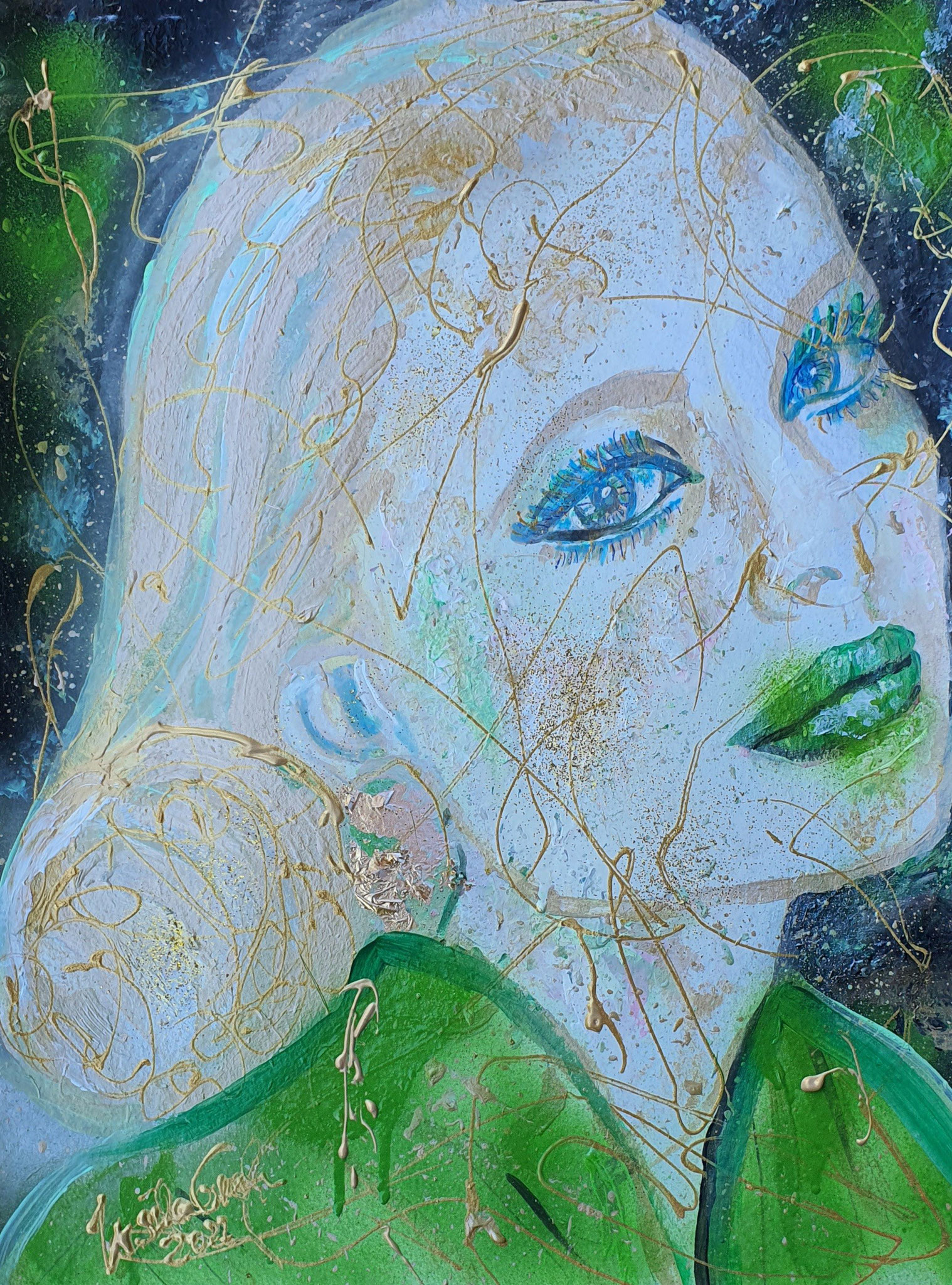 In my mind: Always Grace from Monaco (Technick: Acryl/Mixed Media/Paper gold 36 X 48 x 0,1 cm on Paper)
