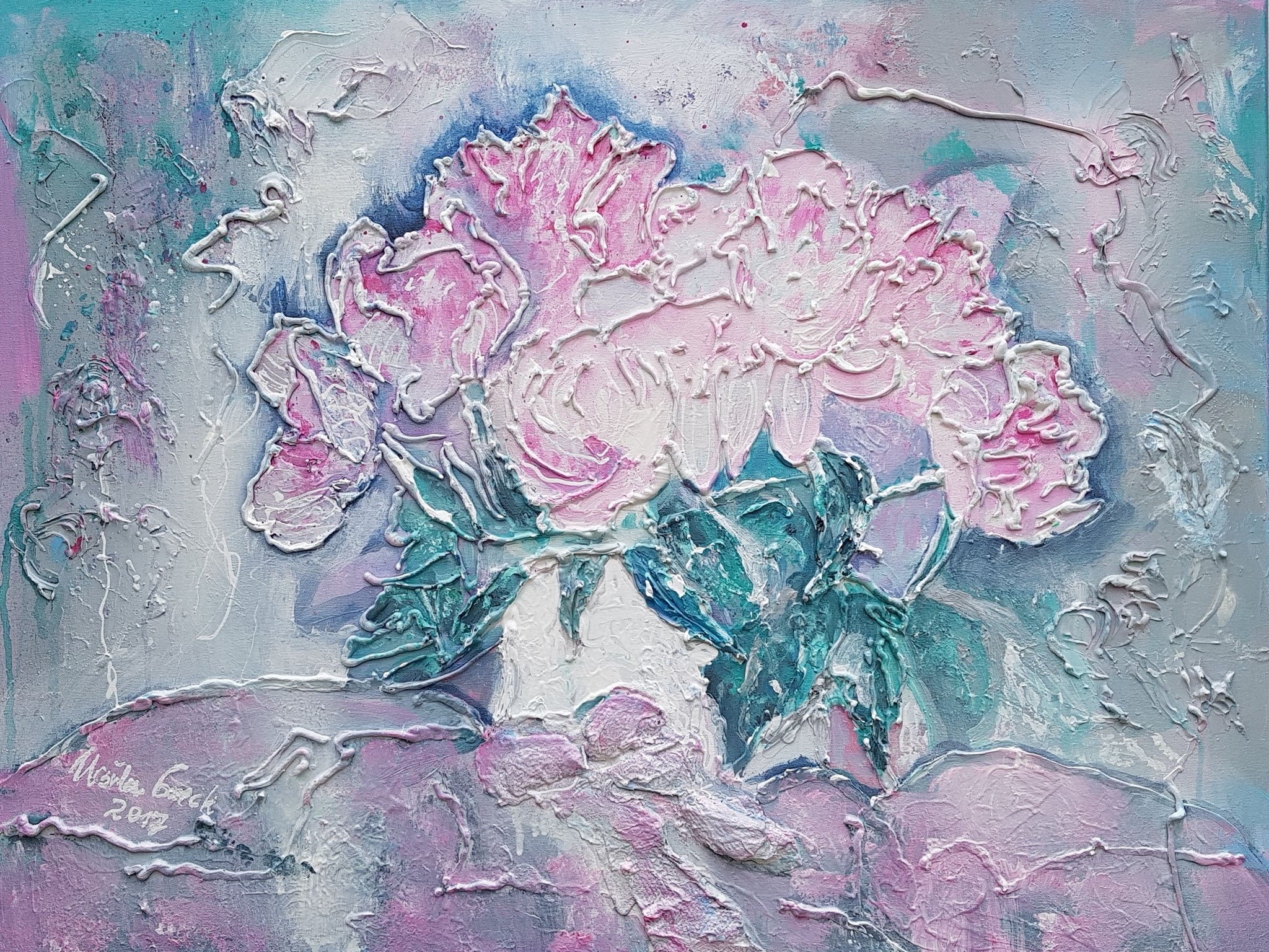 La vie en rose (Technik: Acryl/Mixed Media auf Leinwand 80 X 60 cm)