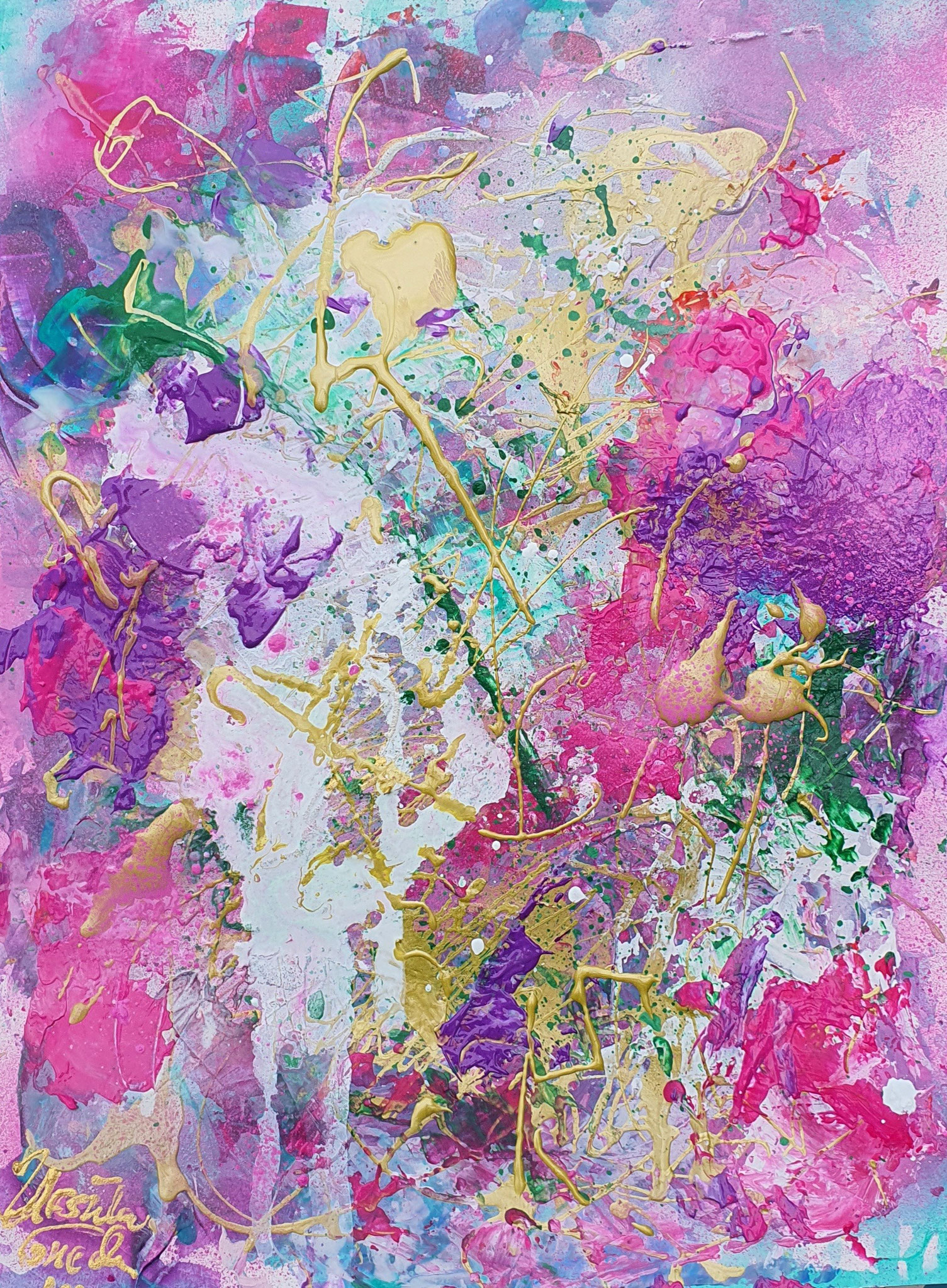 Summertime 2021 (Technik: 40 X 30 X 0,02 cm auf Special-Acryl-Papier, Mixed Media, abstract)