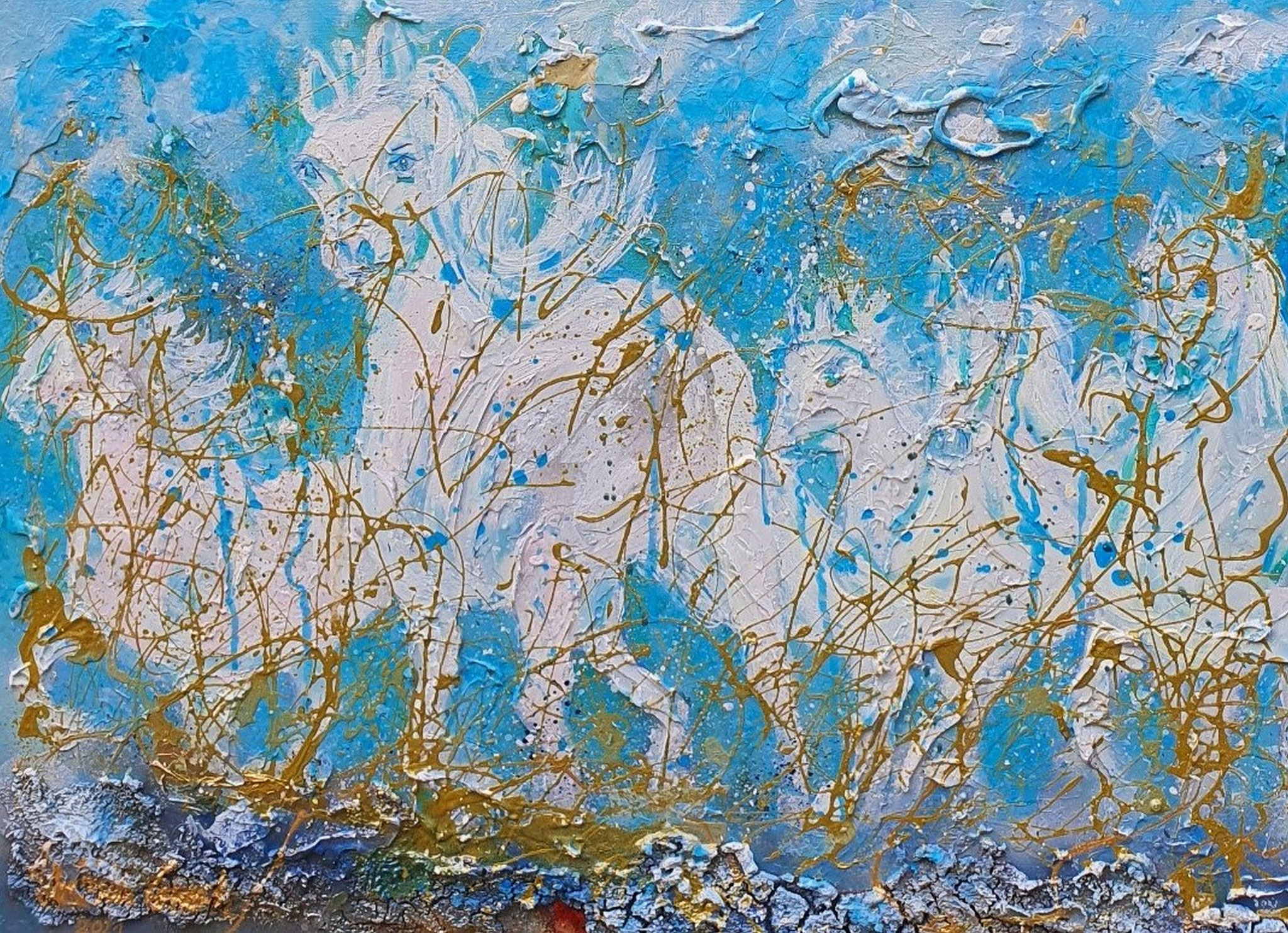 On the way (Technik: Acryl/Mixed Media auf Leinwand 50 X 70 X 1,5 cm)