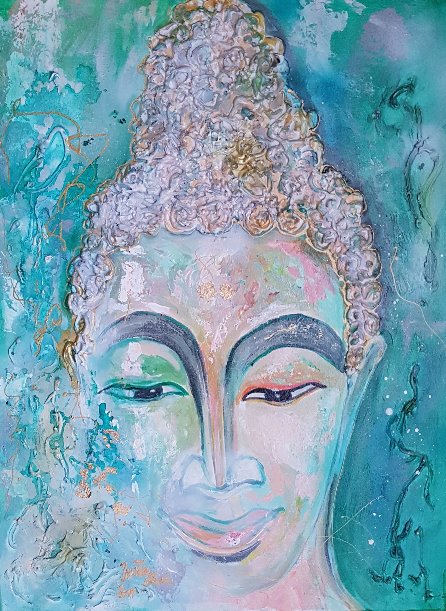 Meeting with Buddha in Phuket/Thailand  Painting  60 W x 80 H x 1.5 cm