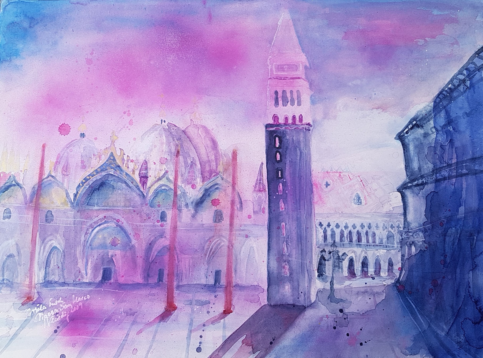 Basilica di San Marco Venezia (Watercolor-painting)  Painting  76 W x 56 H x 0.4 D cm