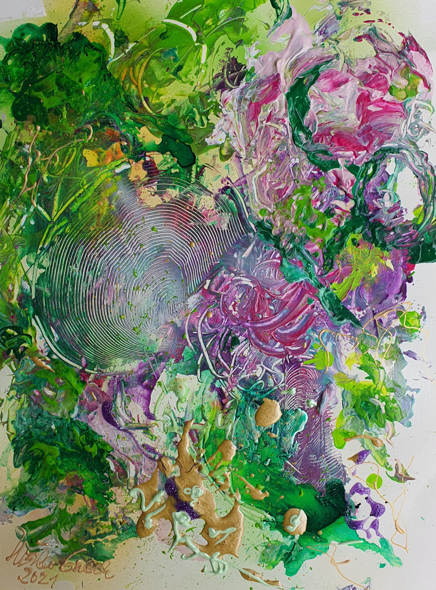 Touche the nature (Acryl/Mixed Media, Special Acryl-Paper, 40 X 30 X 0,1 cm)