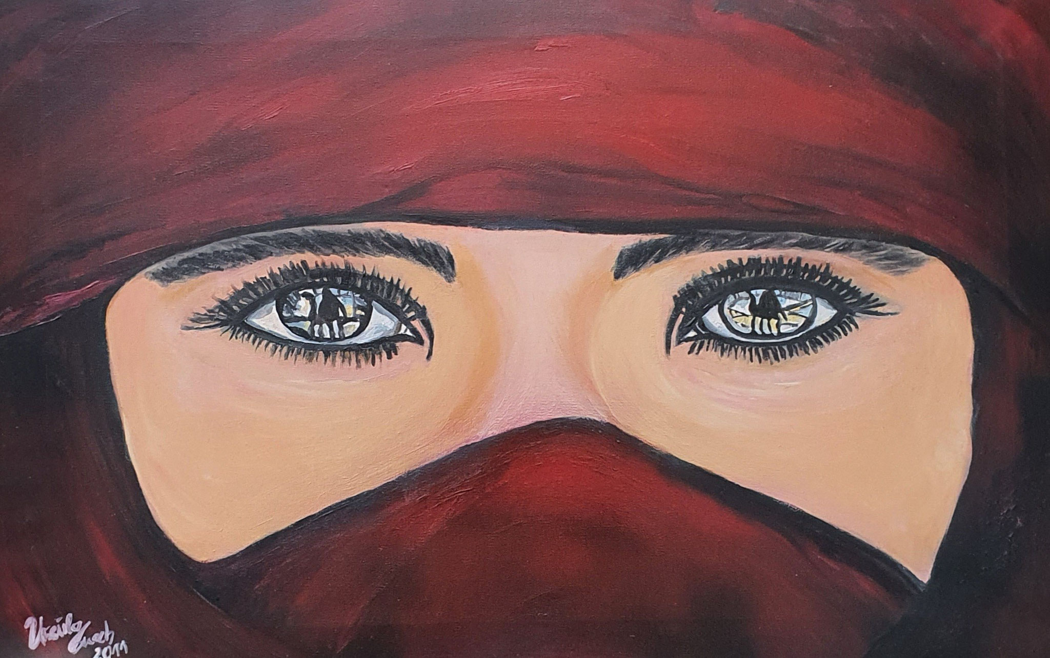 Eyes of te Targia-girl (Technic: Oil on Canvas 85 X 55 X 2 cm) 