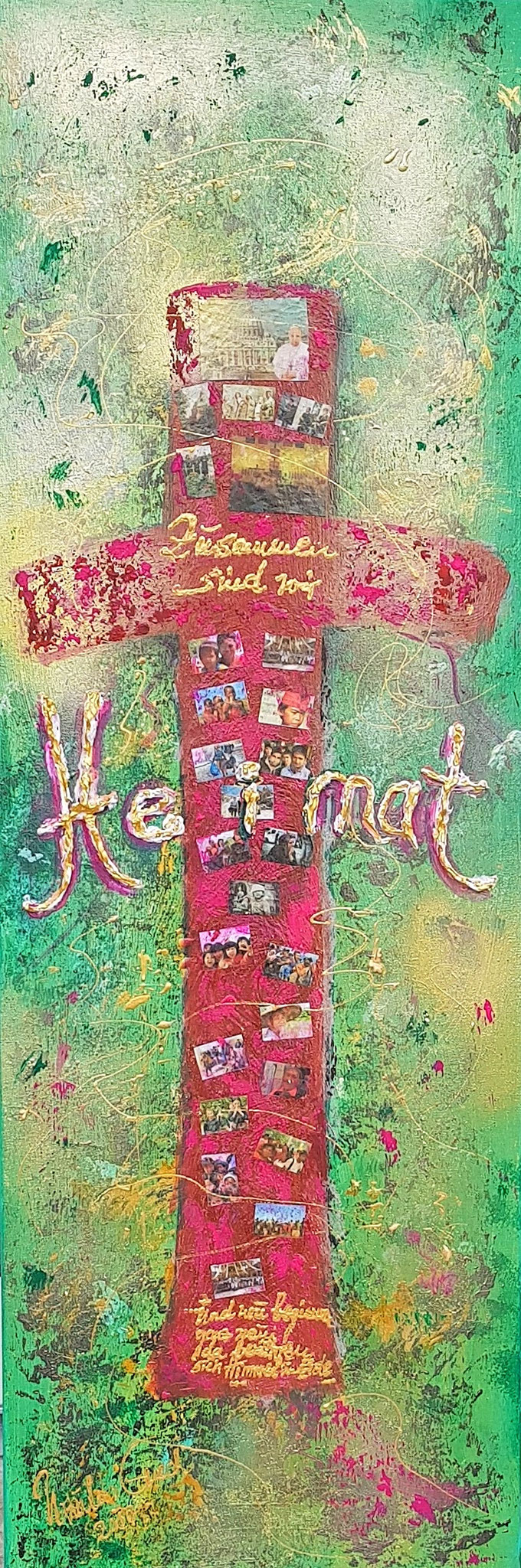 Let's go together (privat) (Collage/Technik Mixed Media  auf Leinwand 75 X 115 cm)