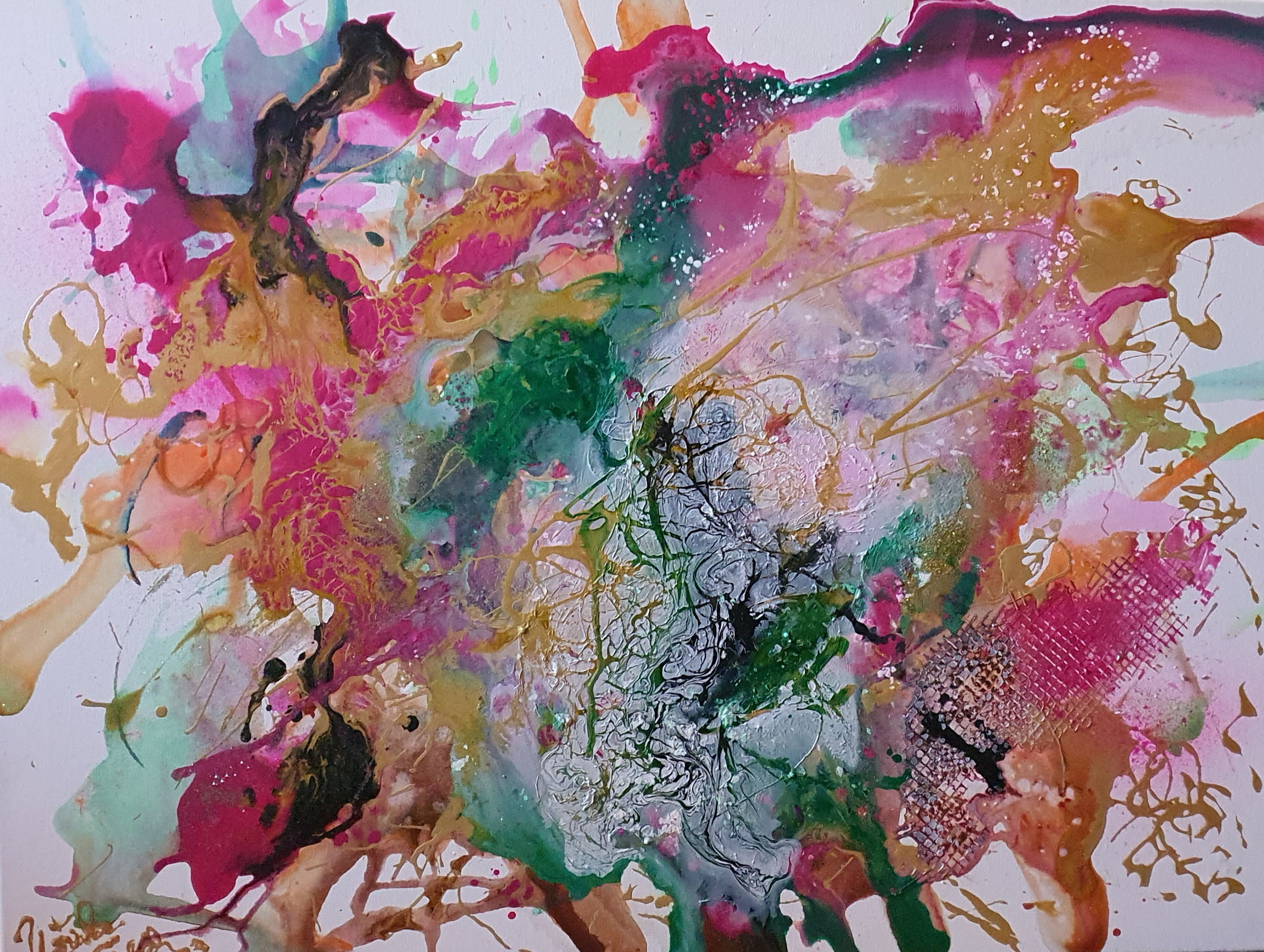 Champagne before ... (abstract painting, 'Technic: Acryl/Mixed Media 60 X 80 X 2 cm on Canvas