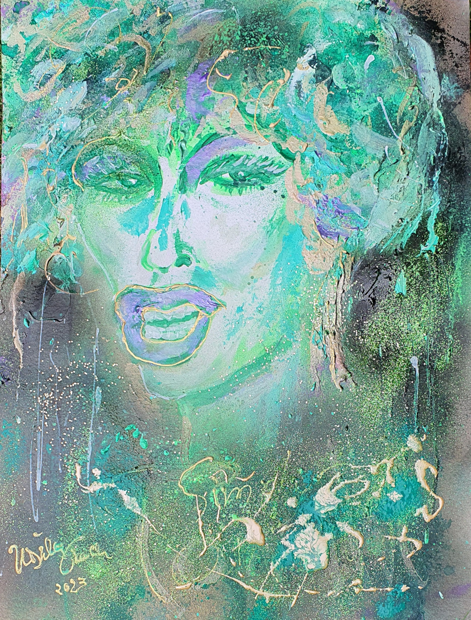 Simply the best = Tina Turner ,Technic: Acryl, Mixed Media, on Paper 56 X 42 X 0,02 cm)