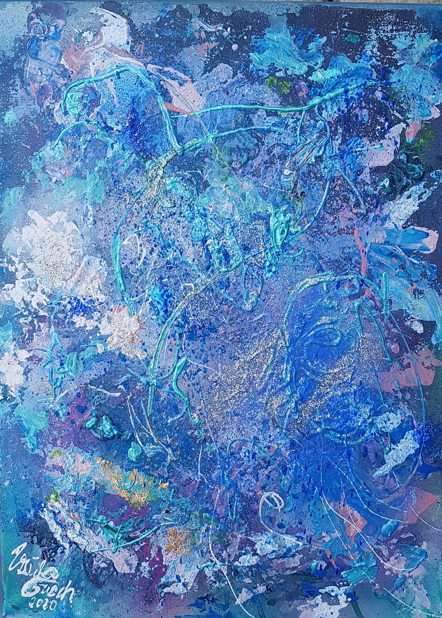 The heaven is for Black and White with love, on Canvas, 30 X 40 X 1,5 cm, Acryl/Mixed Media, Abstract