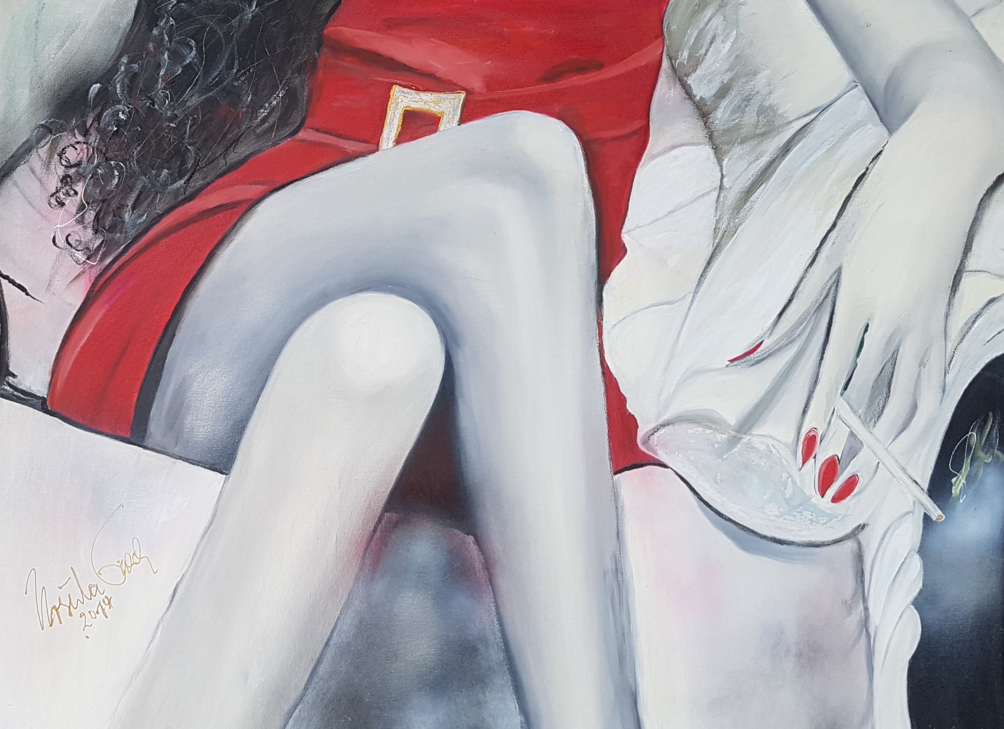 TThe he last cigarette (Technik: Öl/Acryl auf Leinwand, 1,20 X 90 X 2 cm)