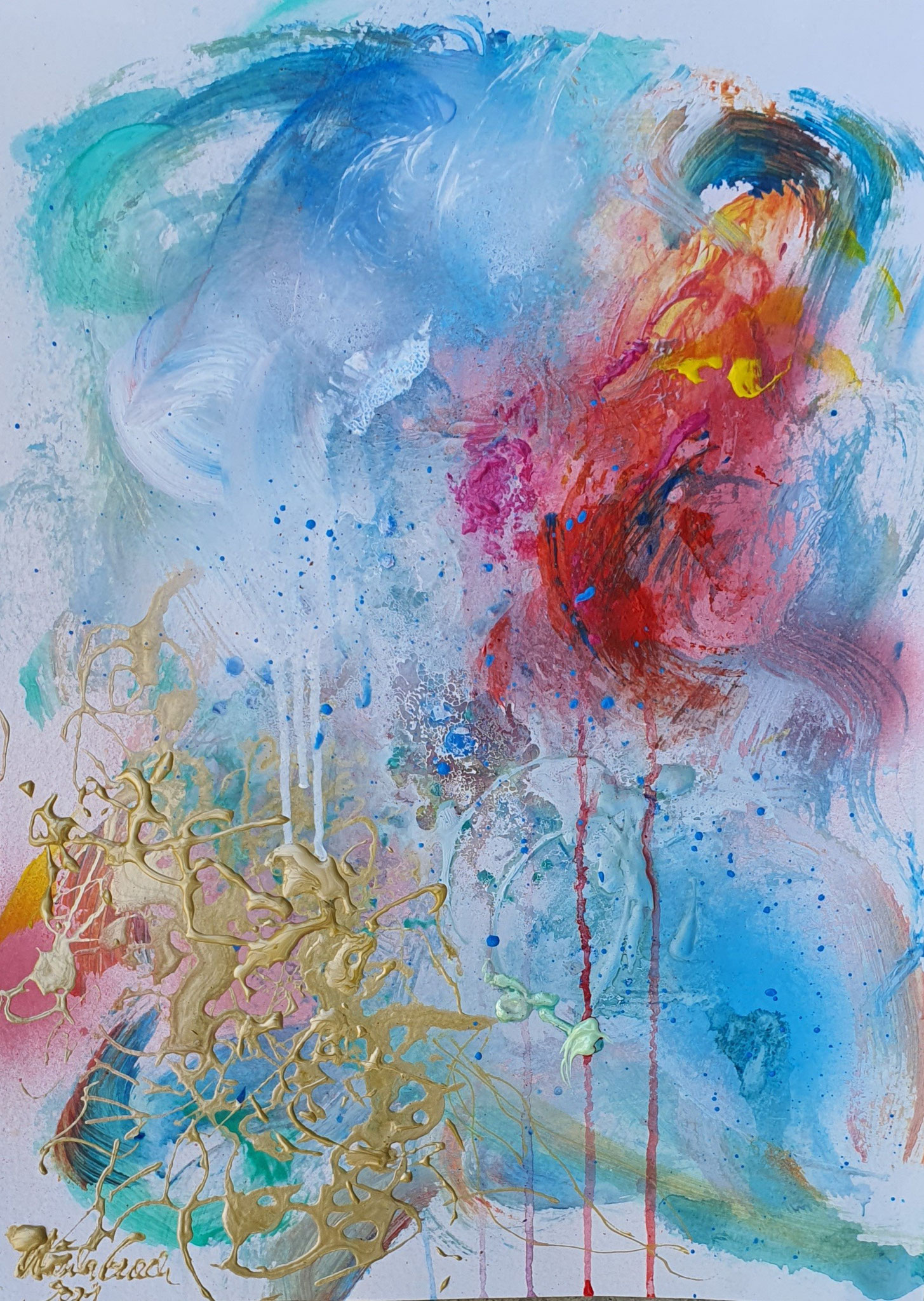 The golden october 2021 (Acryl/Mixed Media on Special-paper 36 X 48 x 0,2 cm)