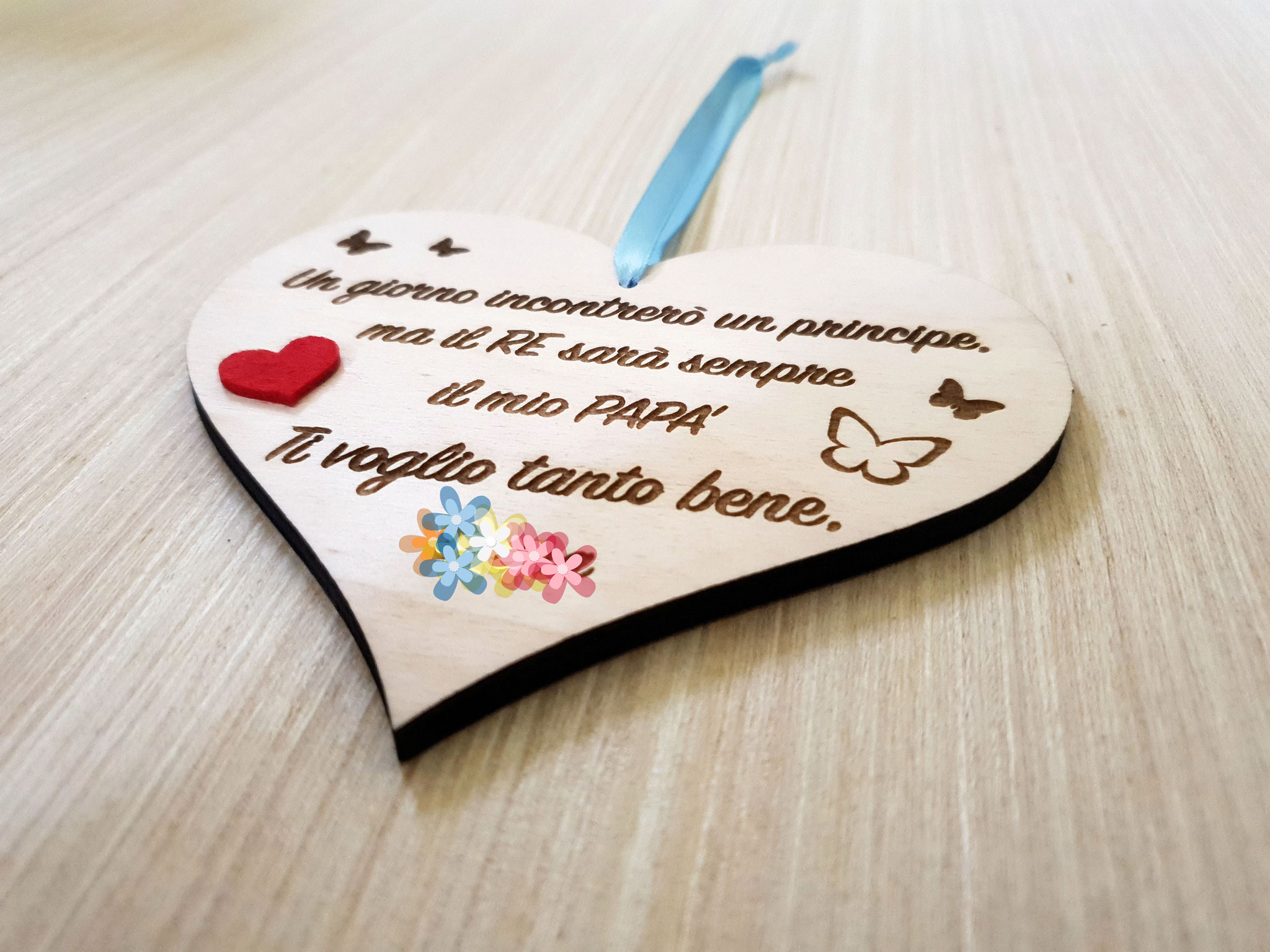 Portachiavi cuore in legno con frase personalizzabile Regalo