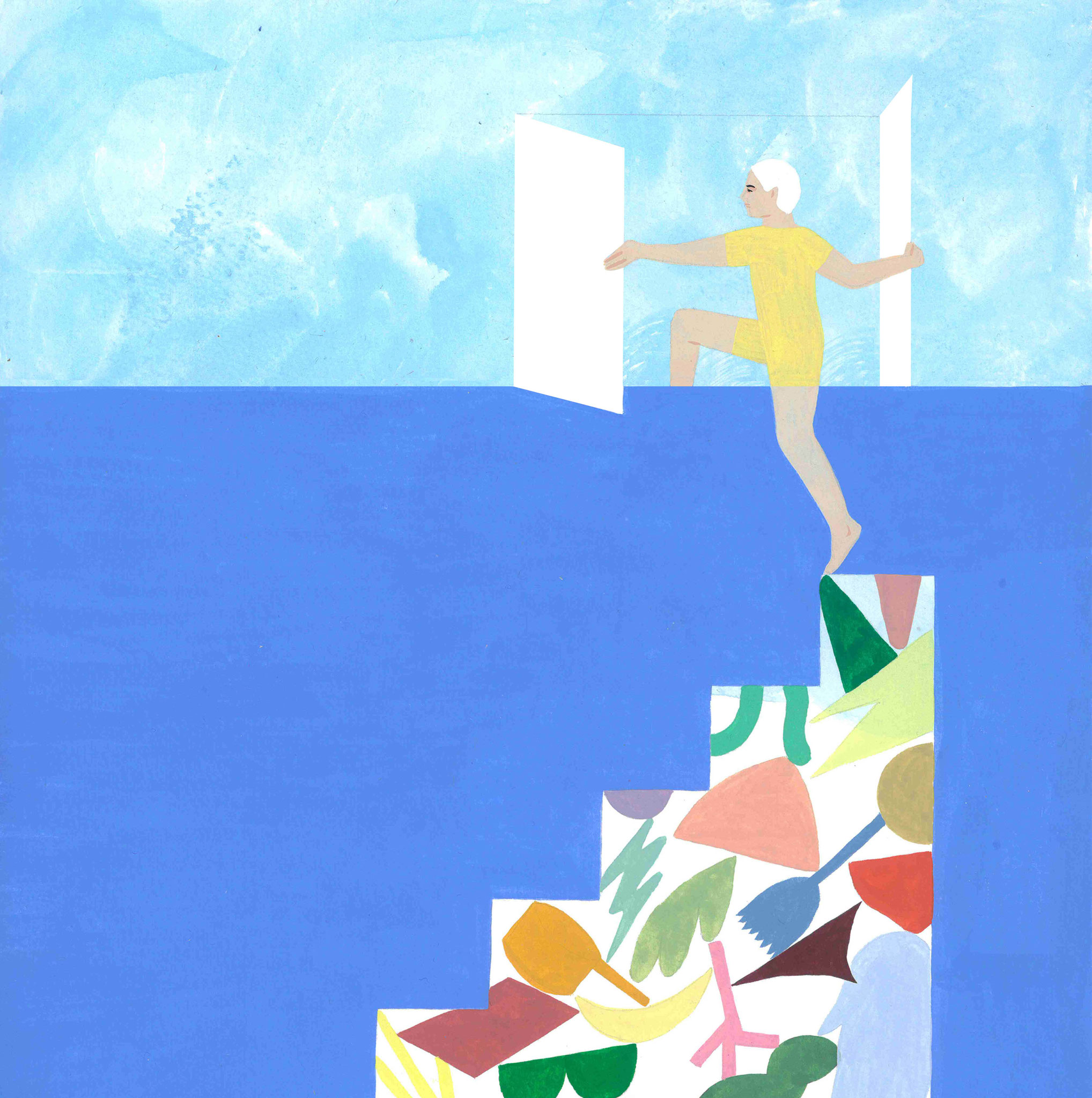 Mathilde Rives, série L'horizon de la ligne, 2020. Gouche sur papier, 21 x 29,7 cm (détail).