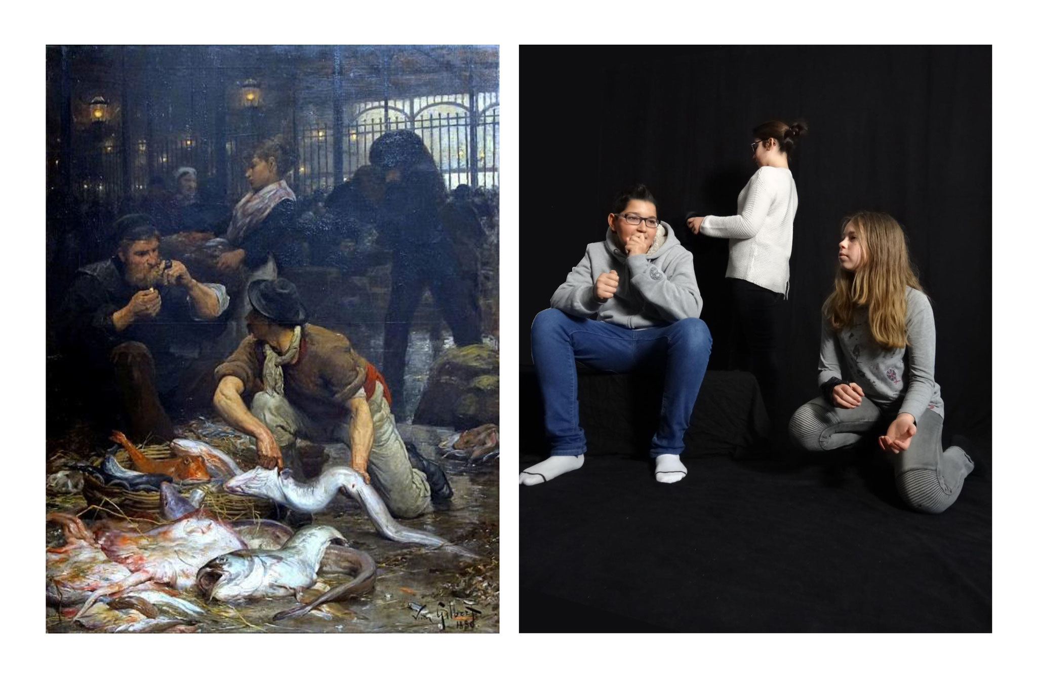 Victor Gabriel GILBERT, La halle aux poissons, le matin, 1880.