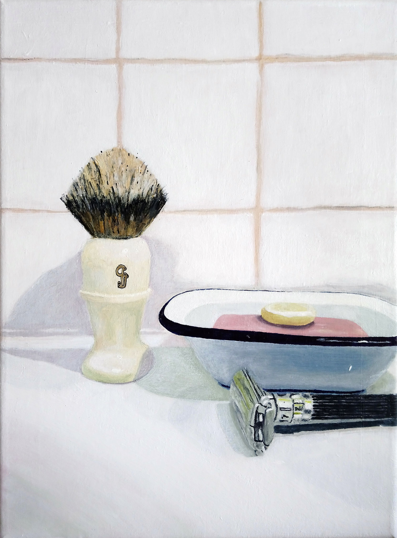 Fabien Gilles, la toilette, acrylique sur toile, 30 cm x 40 cm, Fonds d'art contemporain de la Ville de Rennes.