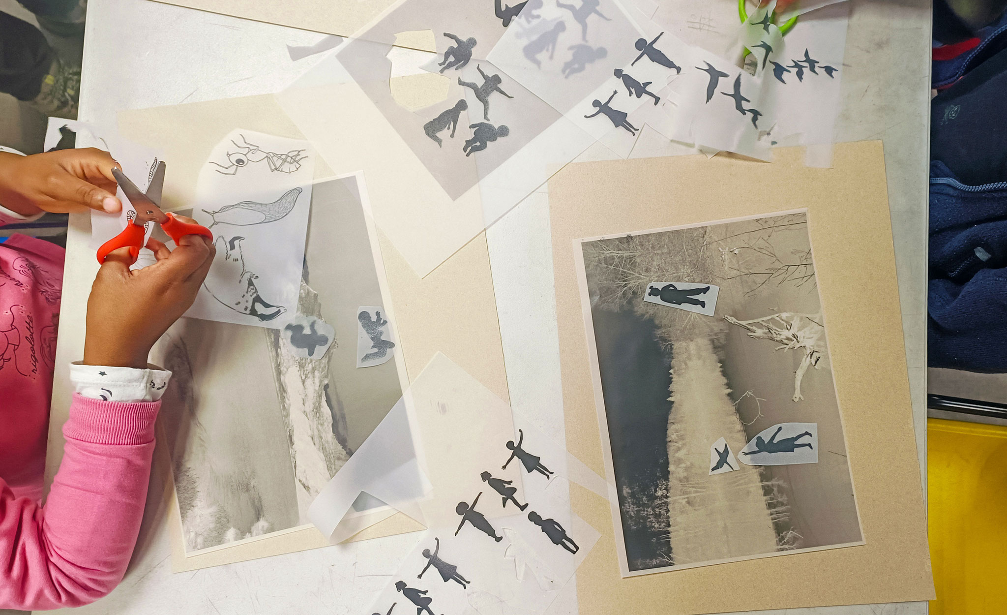 Composer le cyanotype avec des modèles imprimer sur papier calque