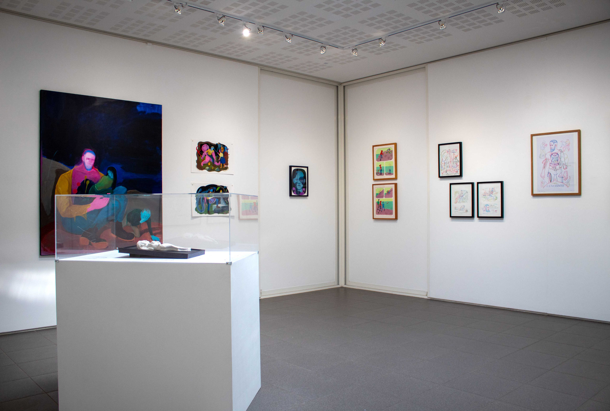 Vue de l'exposition Hors-peaux, de Ludovic Debeurme