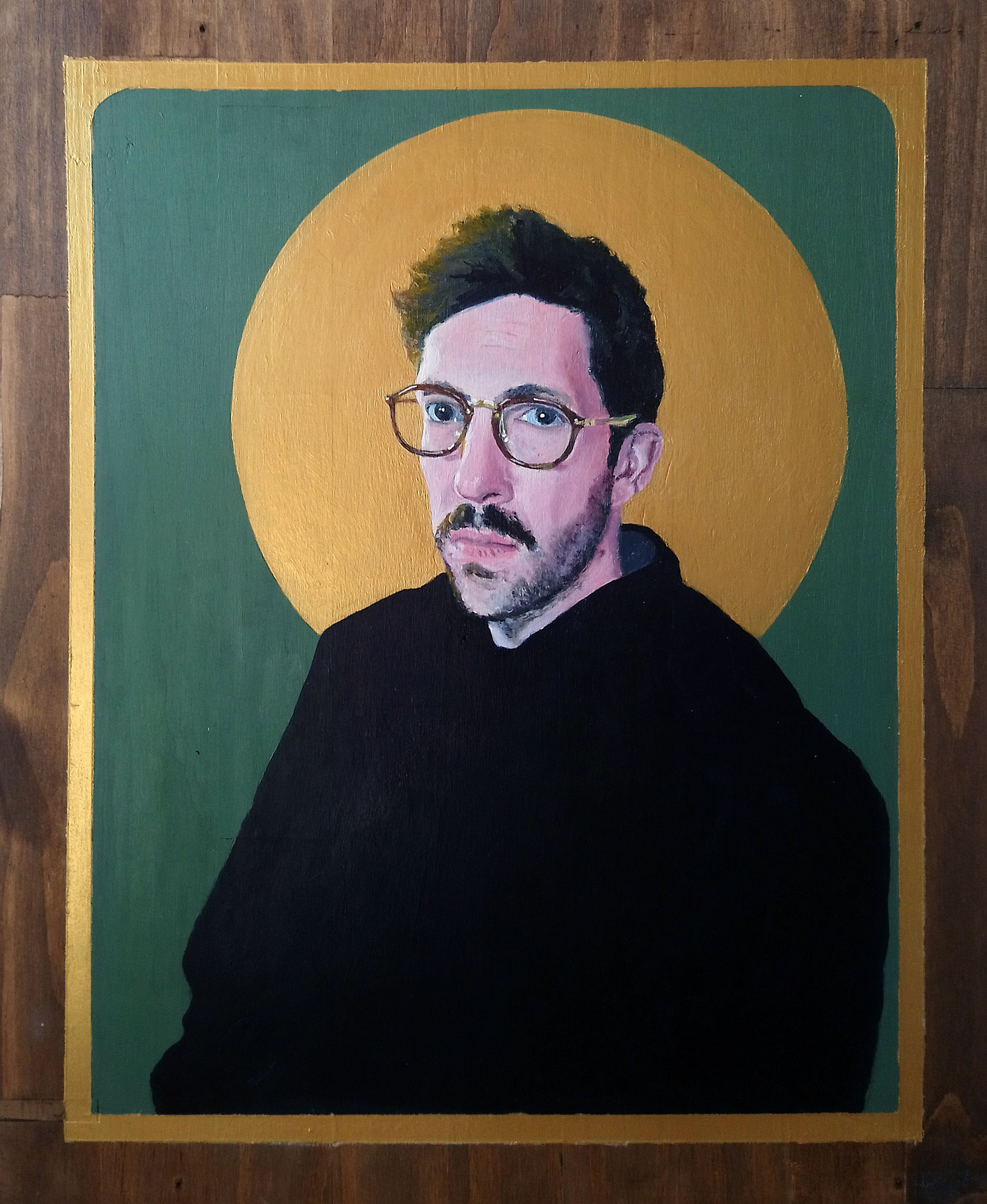 Fabien Gilles, Sacralité, 39,5 cm x 48 cm, acrylique sur bois, 2020.