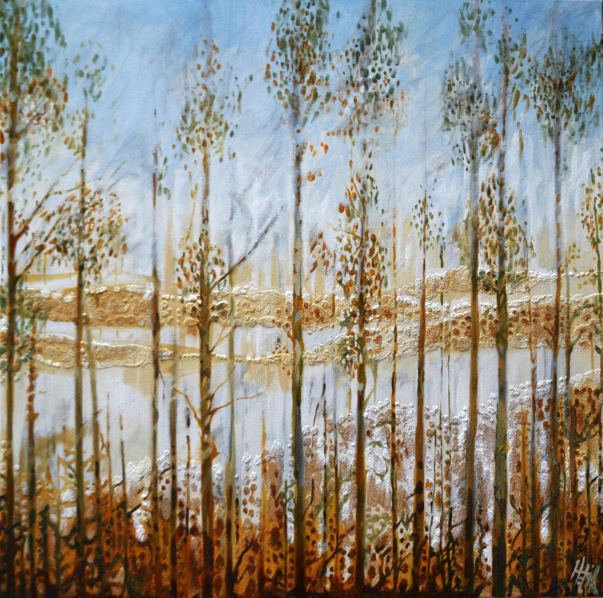 Madrugada no Alentejo - oleo com areia na tela - 70 x 70 cm -                  
