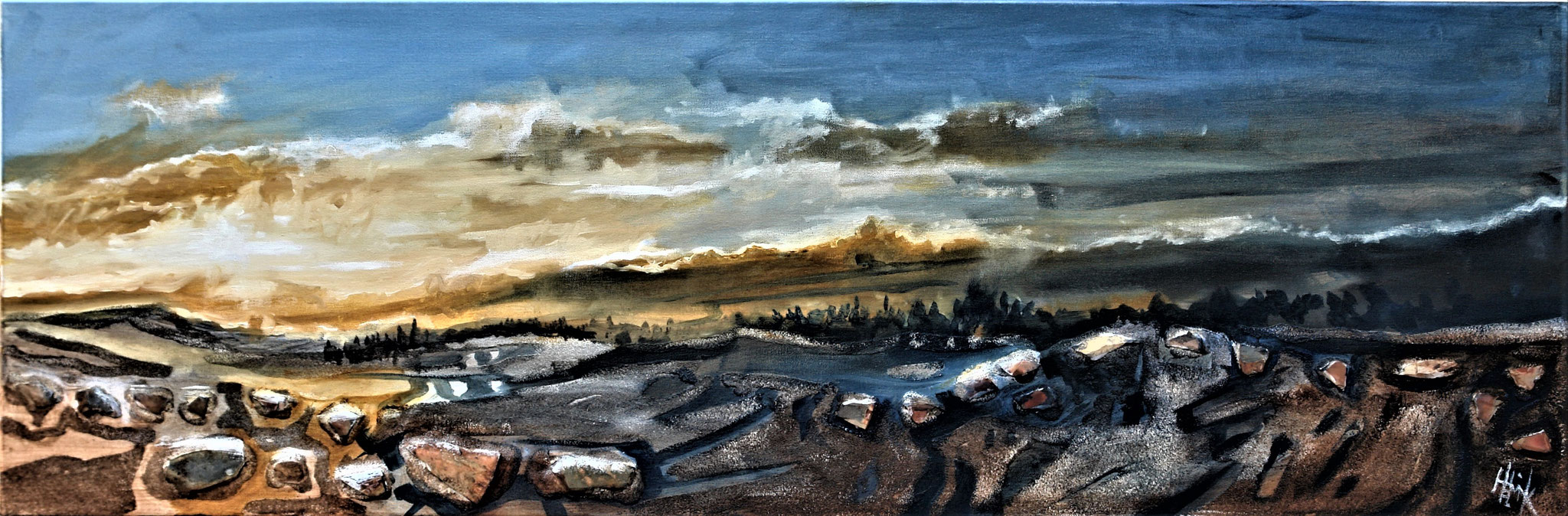 Alentejo - oleo com areia  e xisto na tela - 90 x 30 cm -                      