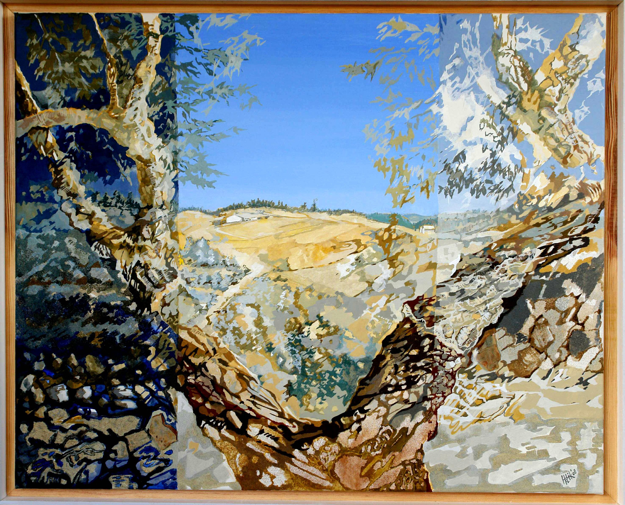 Paisagem Alentjano com sobreiro - acrílico com areia na tela - 100 x 80 cm 
