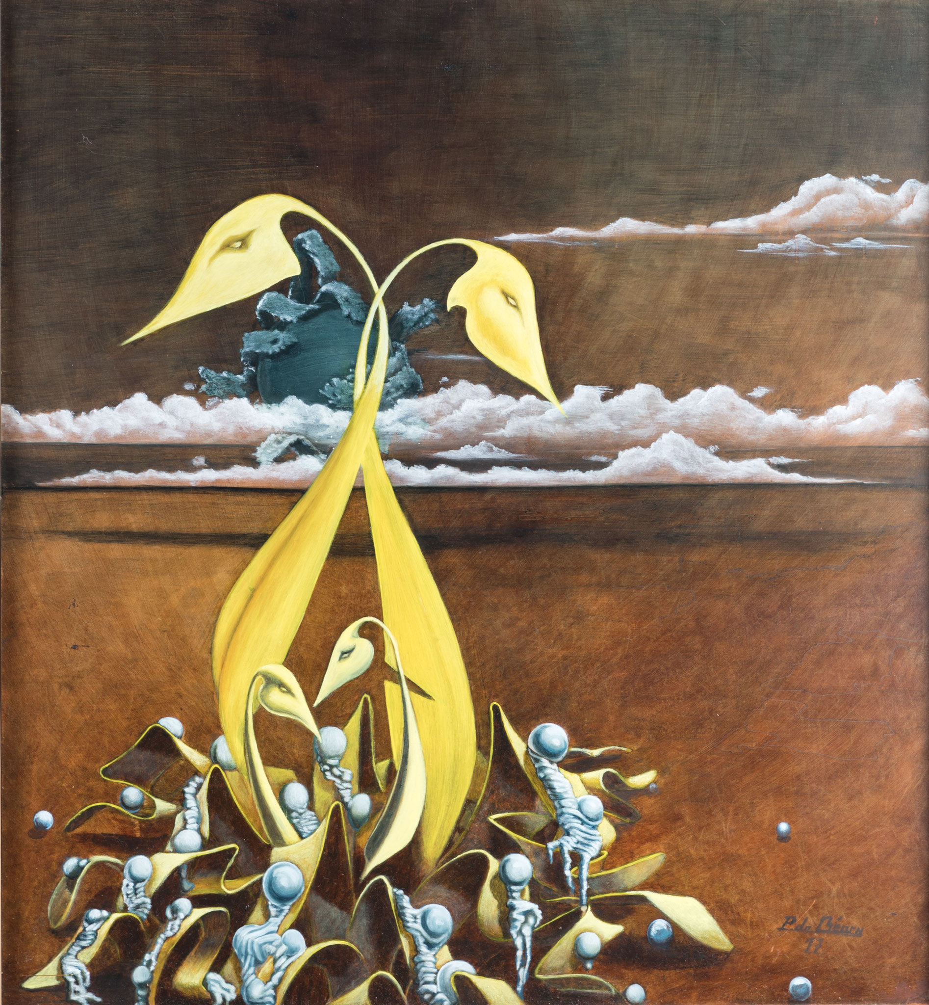 Pierre DE BEARN, "Zoiseaux", Huile sur bois 60 x 50 cm, 1 000 €