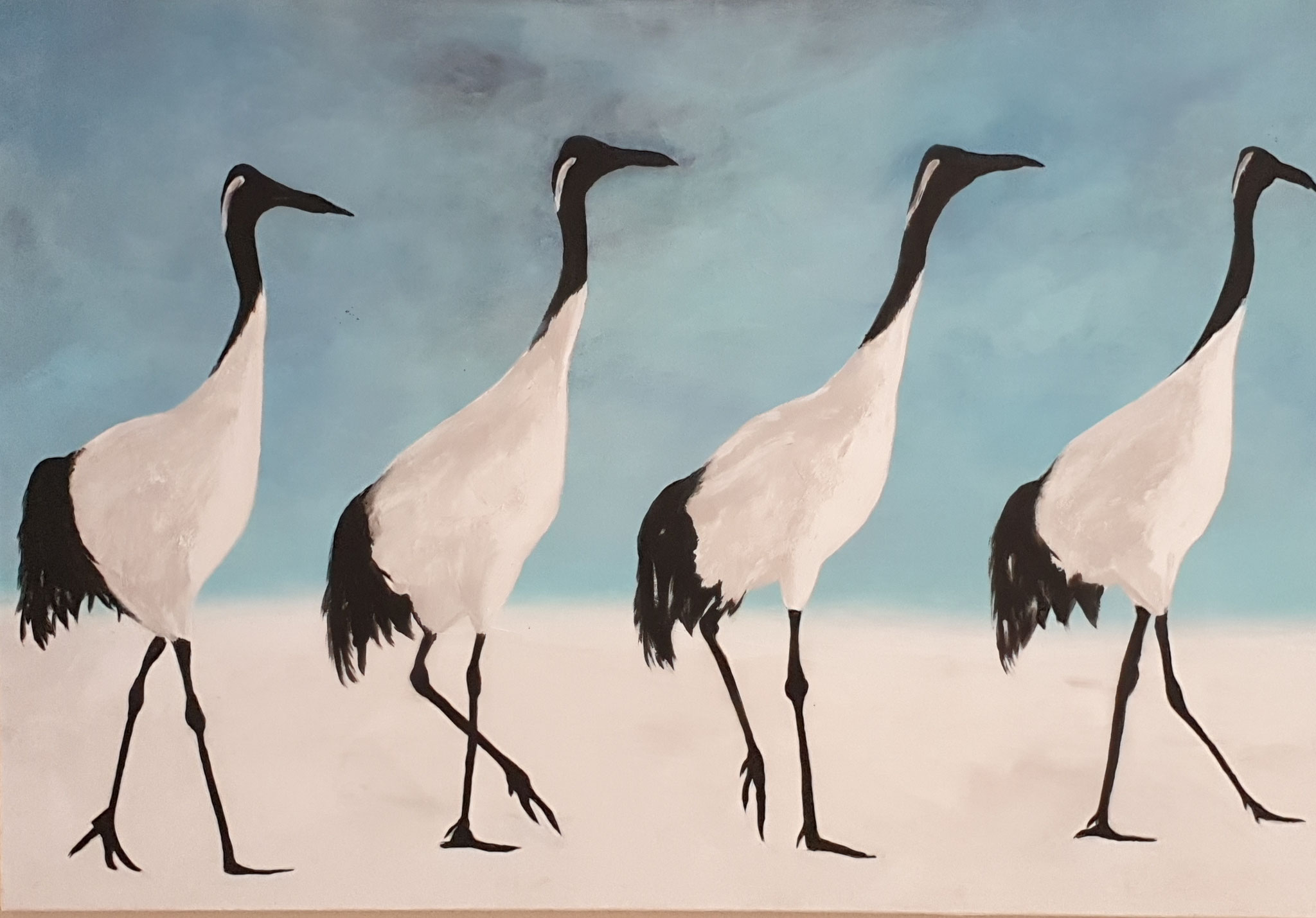 ÉLIPI, "Les grues", Acrylique sur toile, 90 cm x 110 cm, 1 100 €