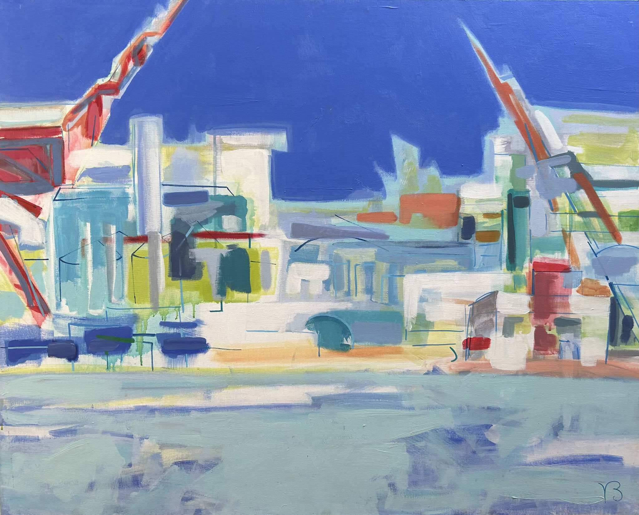 Valérie BILLET, "Sète, le port de commerce", Acrylique et posca, 100 cm x 81 cm  , 1 000 € 