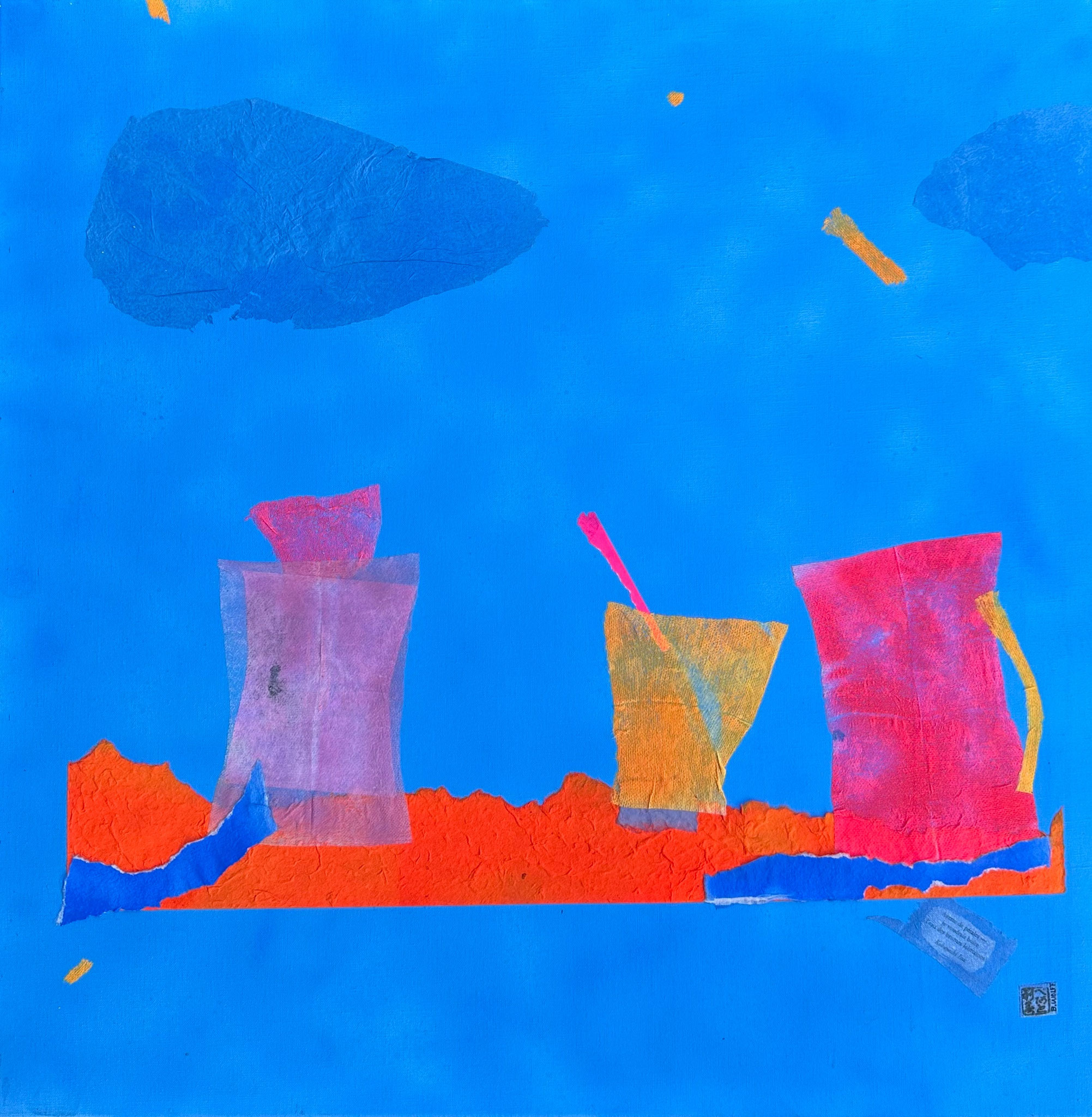 Béatrice WOLFF, "sans titre 2", Collage sur toile, Acrylique, Papier, tissus 80 cm x 80 cm, 1 10 €