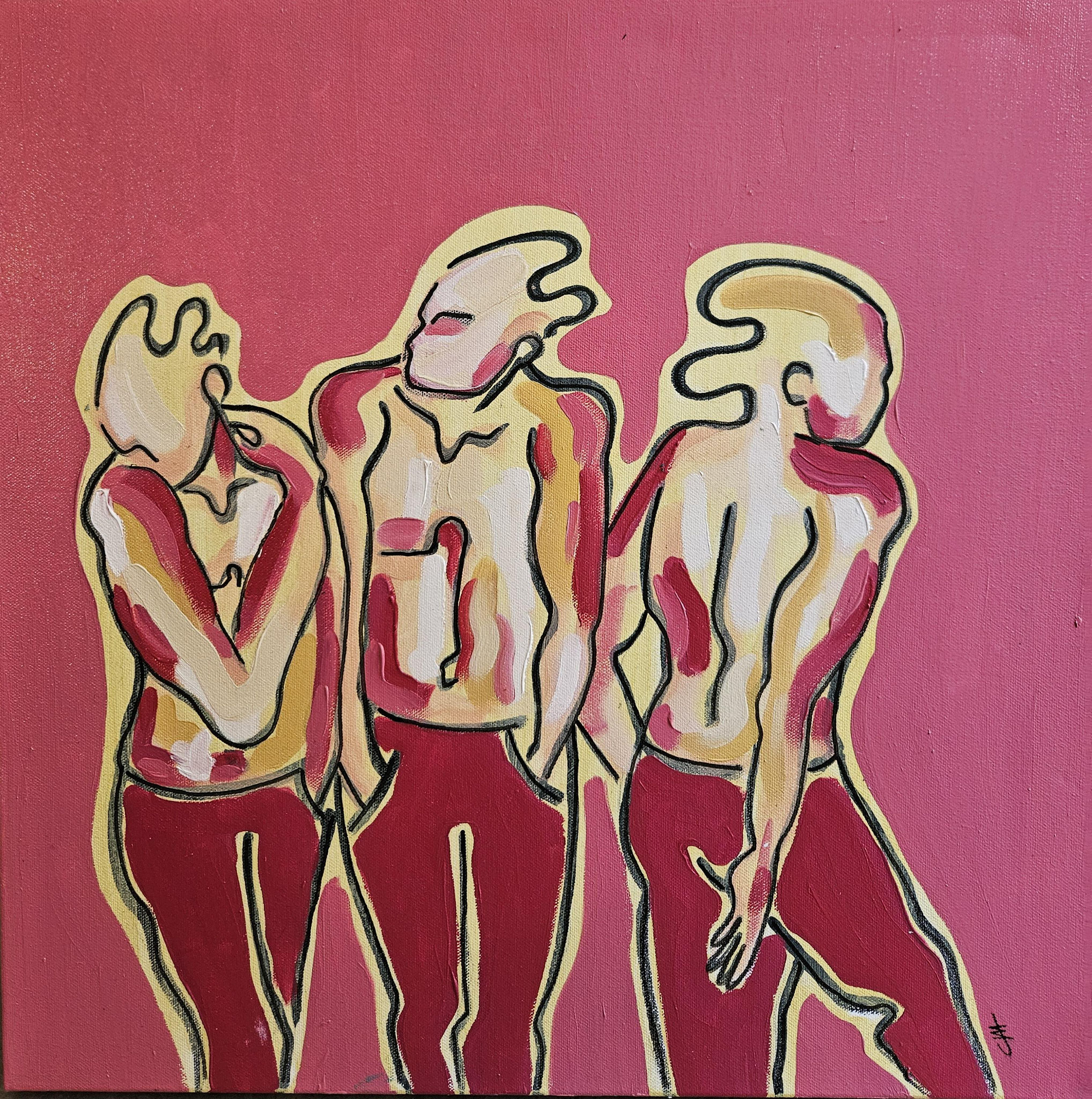 ClaireBMasimbert, "Les passants 1", Huile sur toile, 50 x 50 cm , 500 € piece ou 800 € le dyptique avec les passants 2