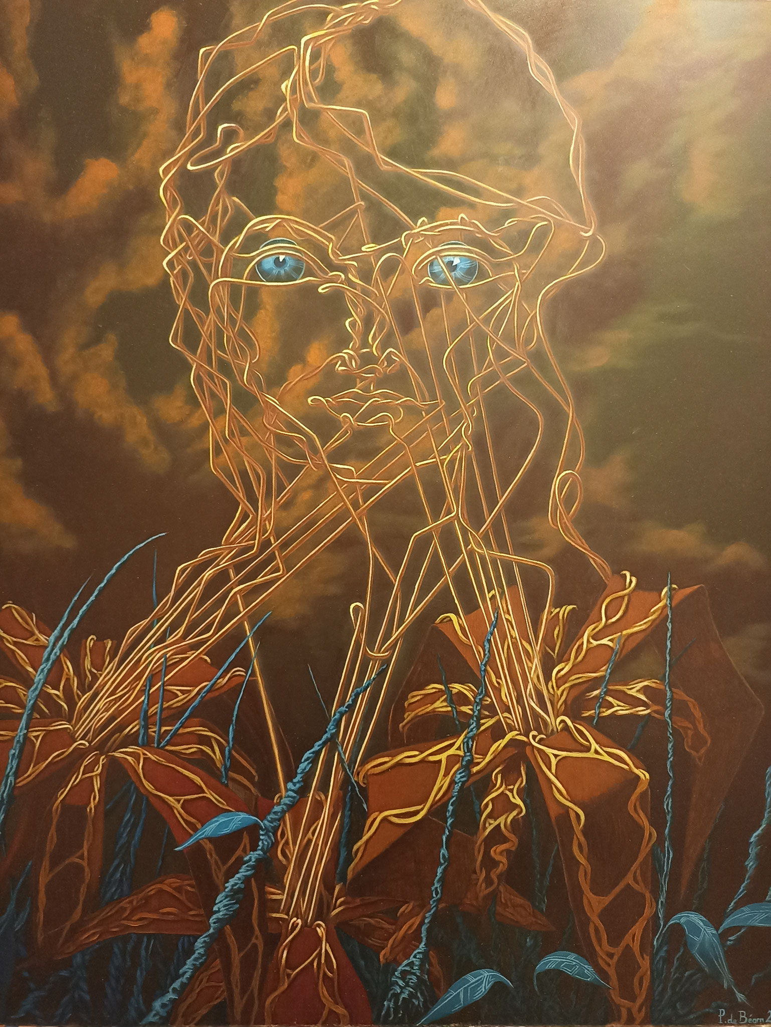 Pierre DE BEARN, "Le message", Huile sur bois 58 x 69 cm, 1 000 €