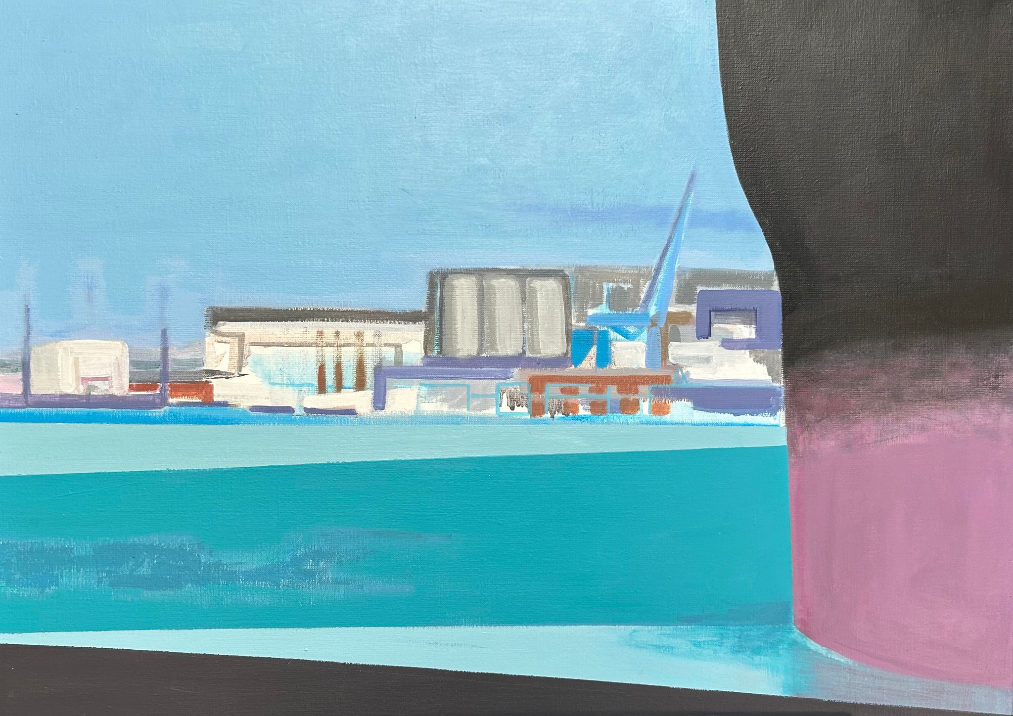 Valérie BILLET, "Sète, le petit port de commerce", Acrylique et posca, 81 cm x 60 cm  , 600 € 