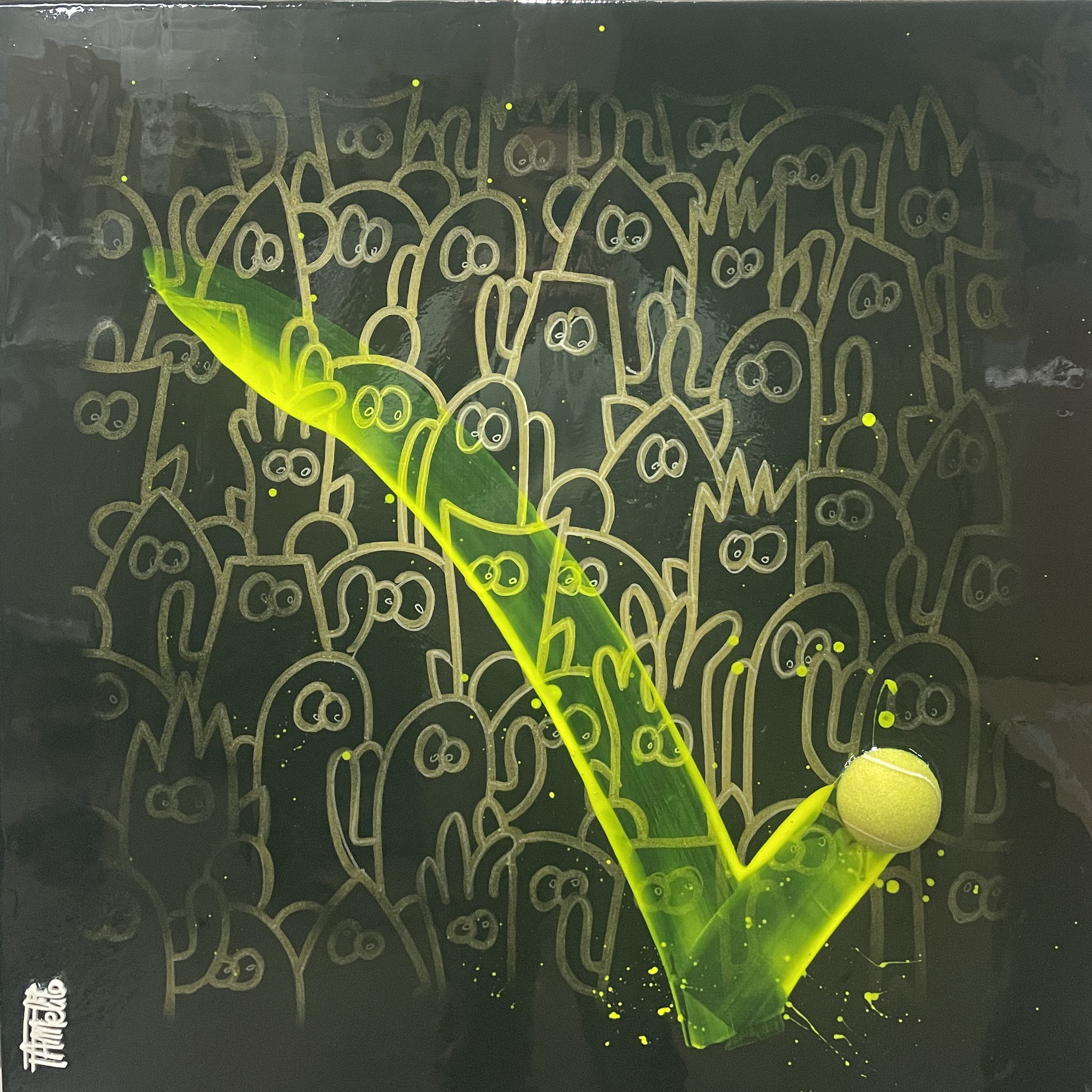 PAMELITO, " 03C13F47V", Acrylique et Aerosol sur toile,30X60,300€