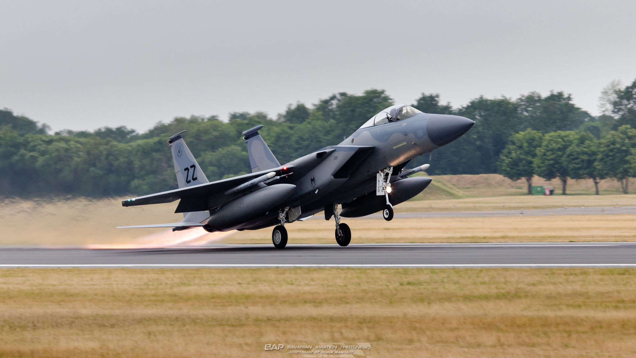 Eine F-15C Eagle der Massachusetts Air National Guard startet zu einer Mission nach Lechfeld 