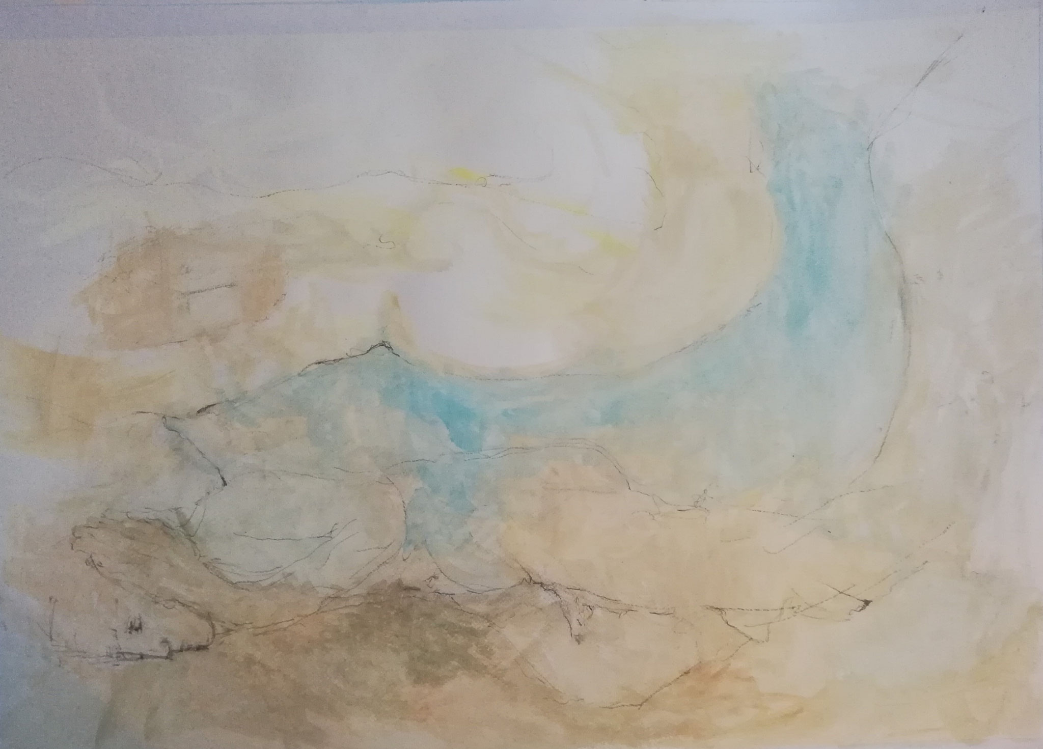 Meeresgötter 2024; 70 x 50 cm, Gouache auf Papier